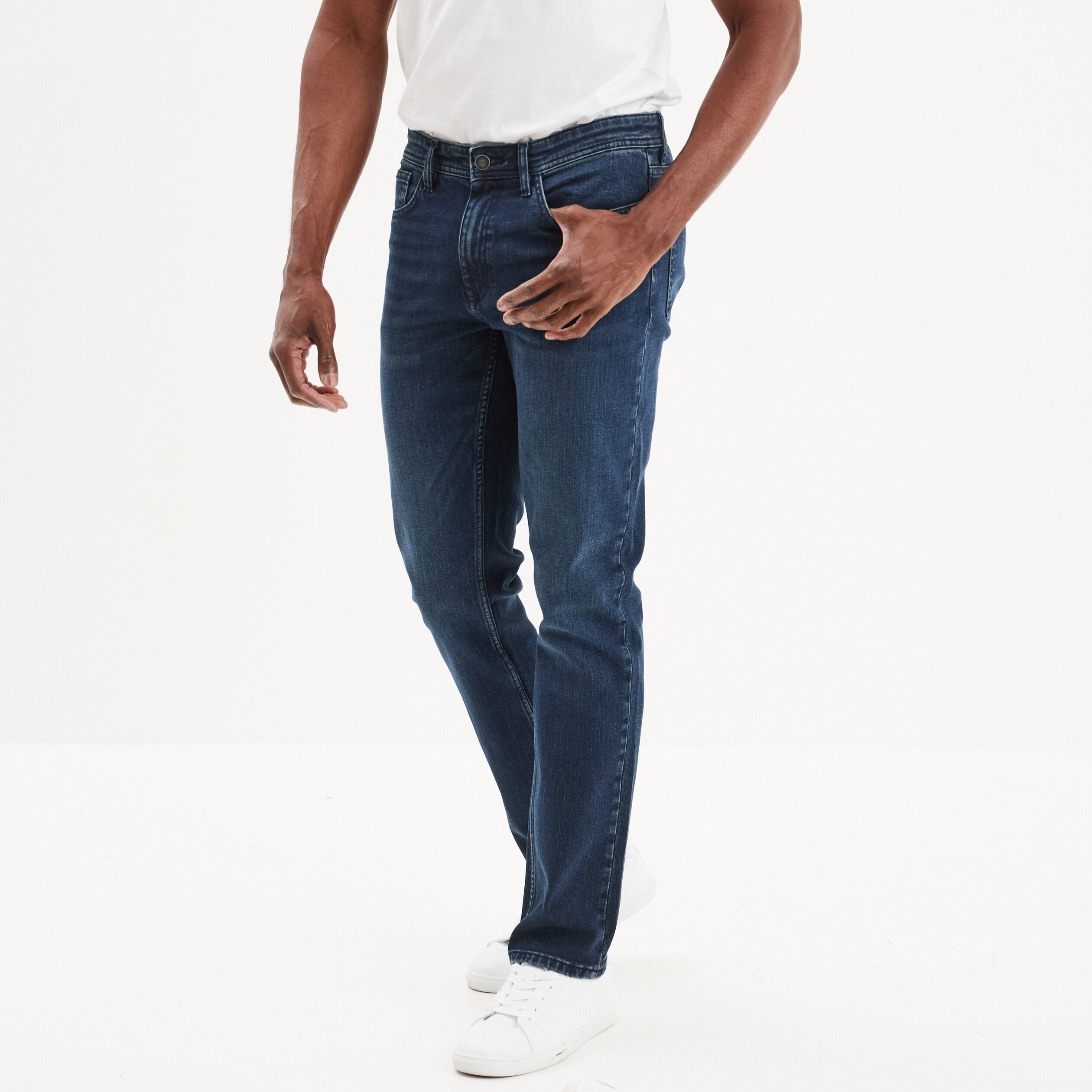 Jeans denim straight 5 poches denim blue black homme