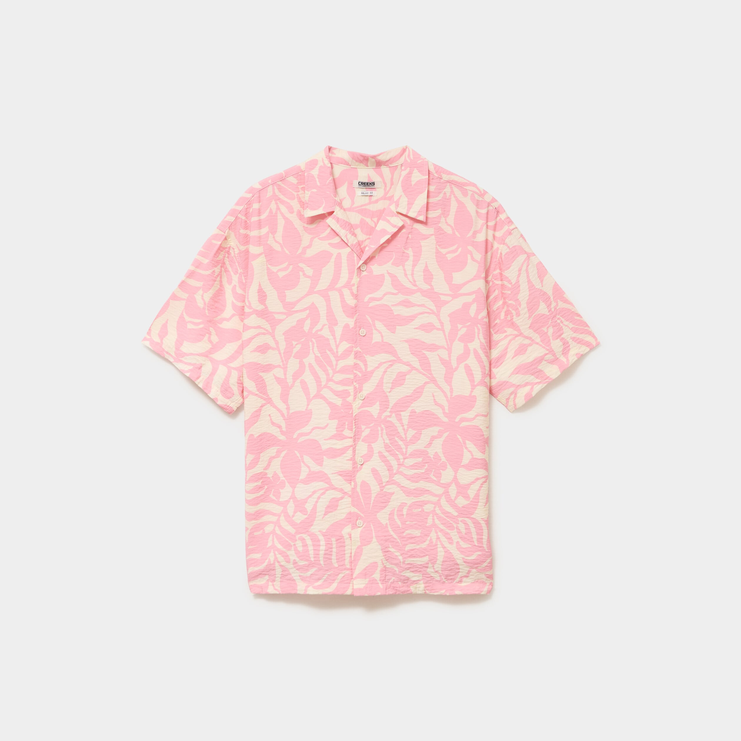 Chemise l&eacute;g&egrave;re textur&eacute;e manches courtes rose homme