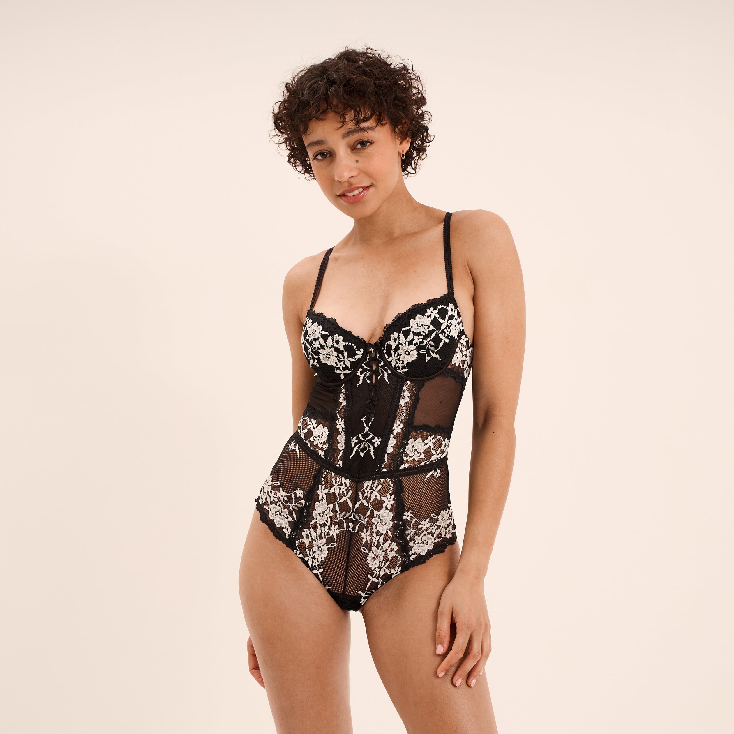 Body en dentelle noir femme