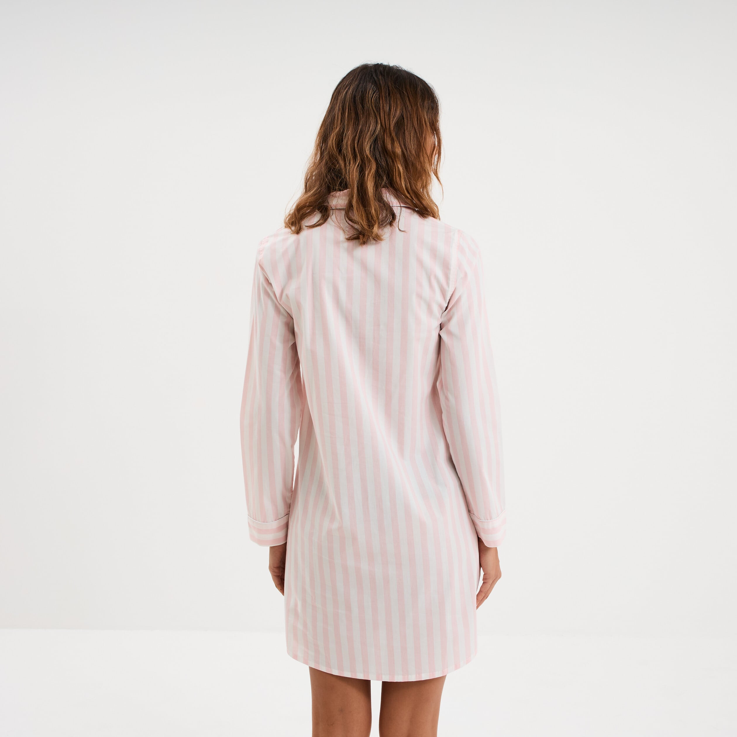 Chemise de nuit manches longues coton ecru femme