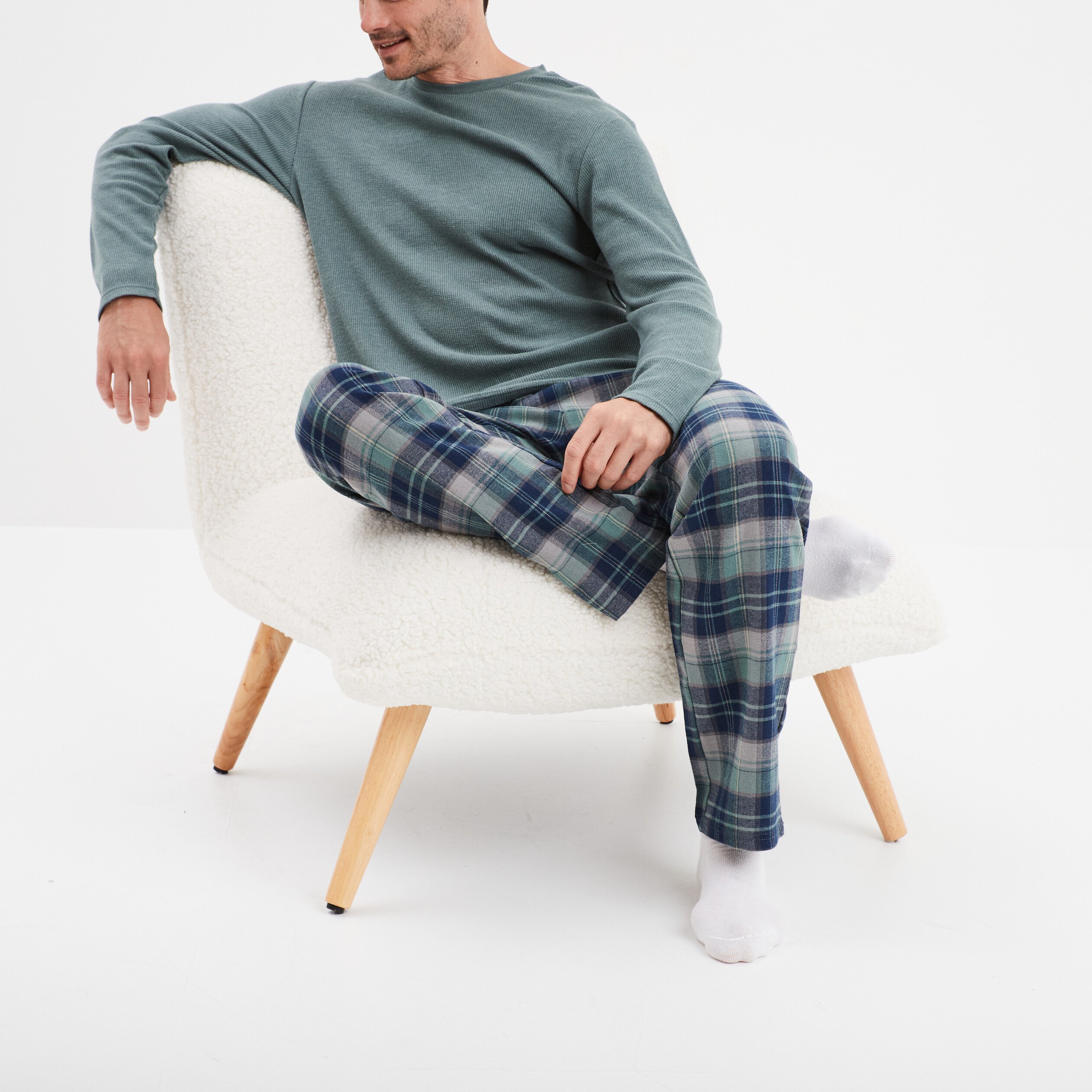 ensemble pyjama manches longues 2 pieces vert homme Ensemble pyjama manches longues 2 pièces vert homme