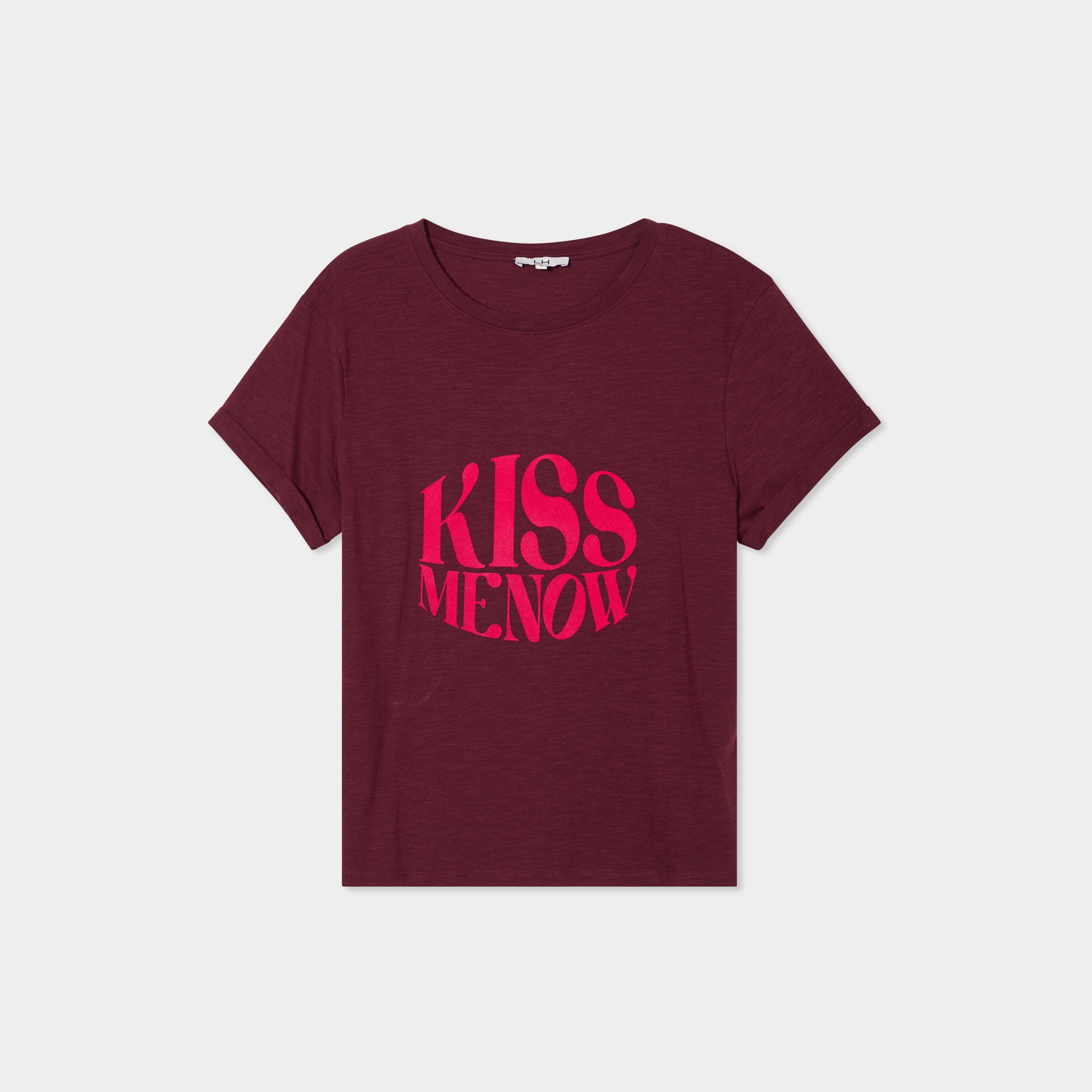 t shirt manches courtes coton bordeaux femme T-shirt manches courtes coton bordeaux femme