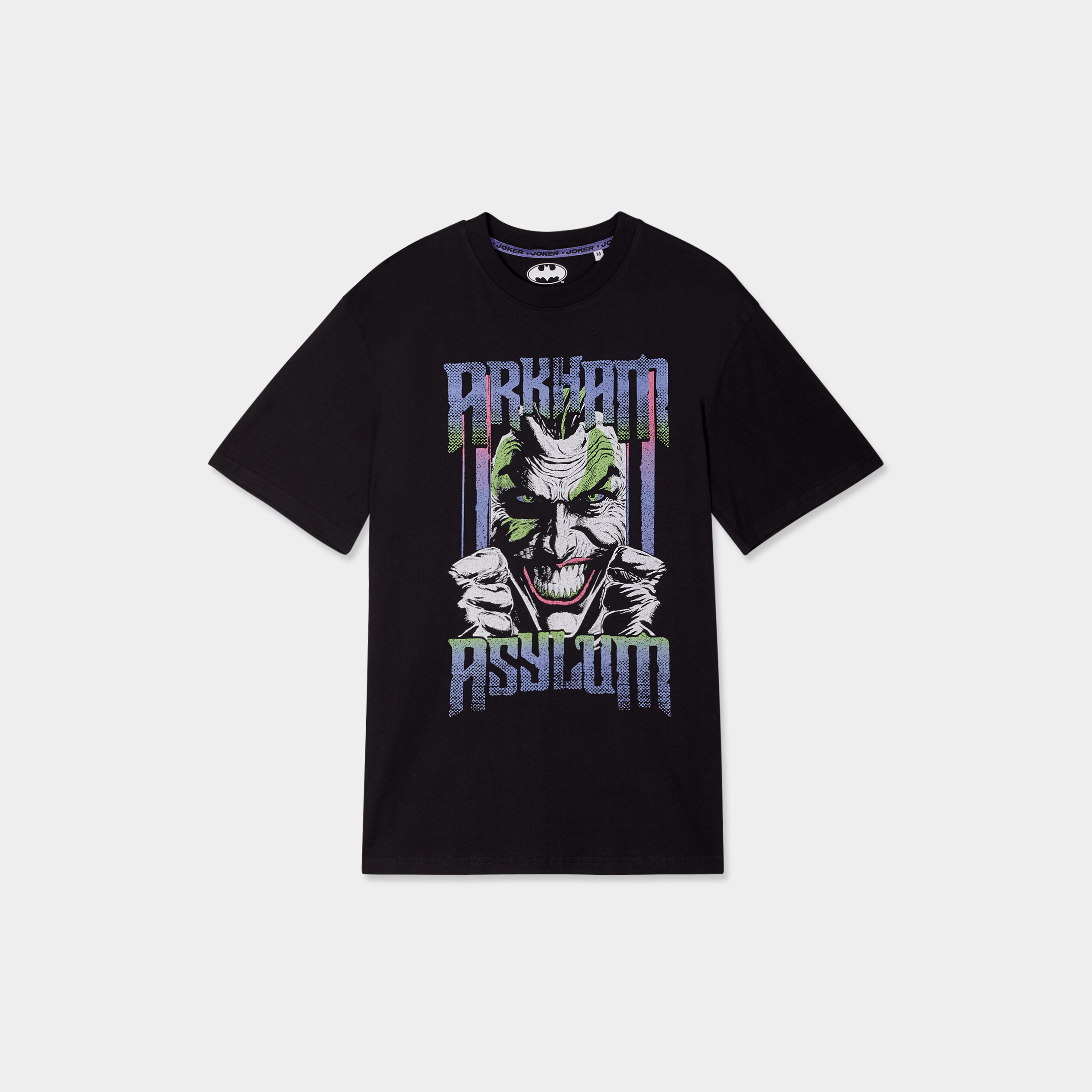 T-shirt col rond coton Batman Joker noir homme