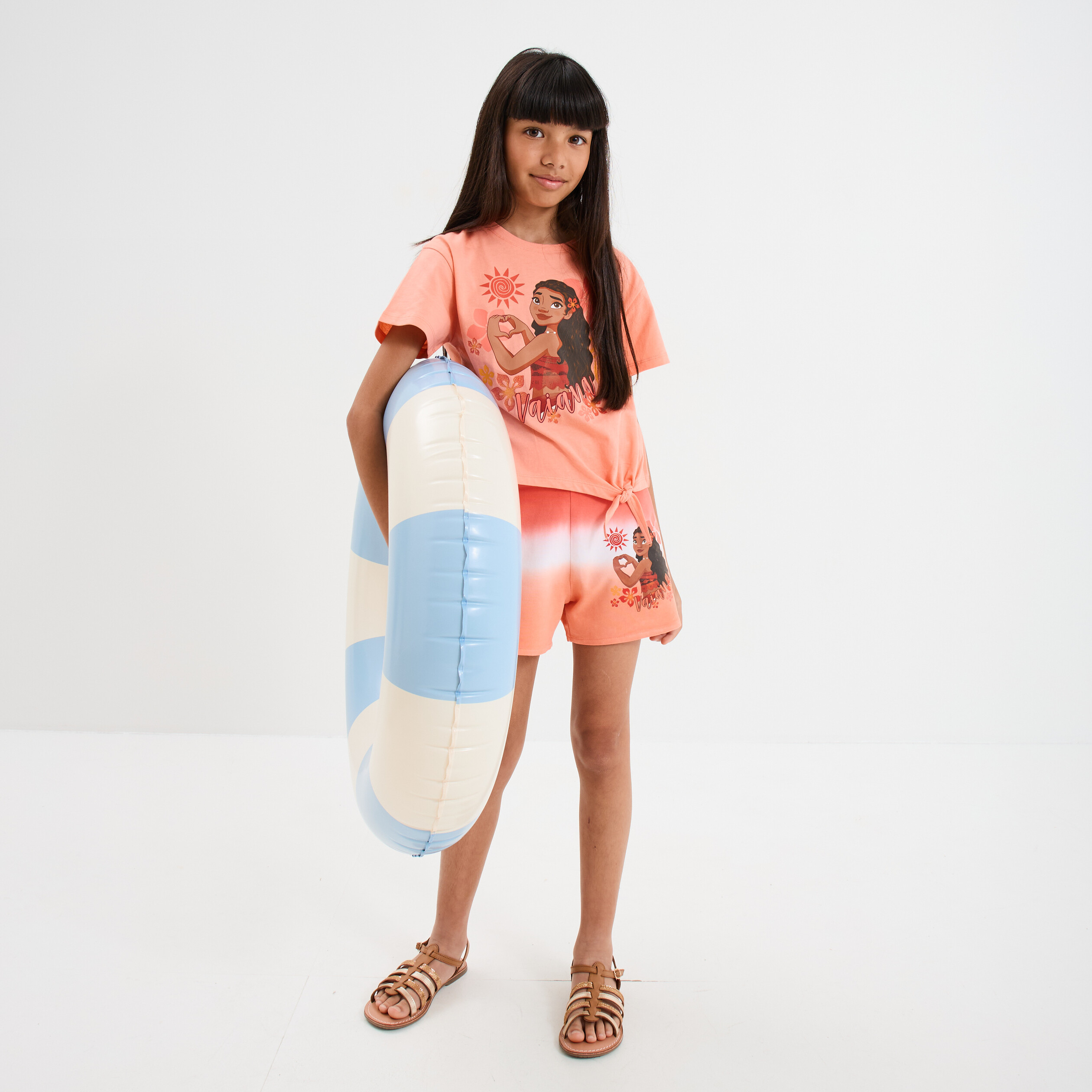 Short taille &eacute;lastiqu&eacute;e coton Vaiana multicolore fille