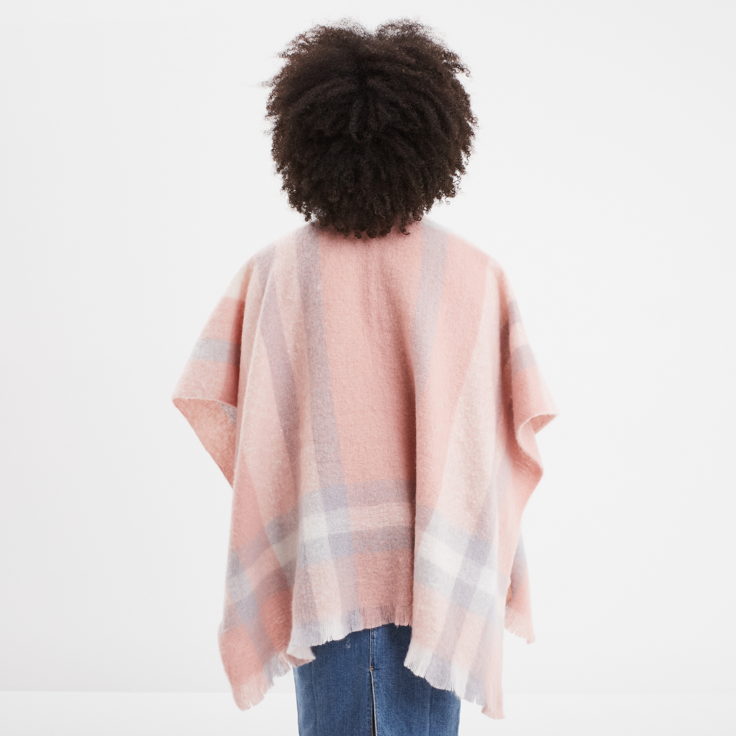poncho avec franges rose femme Poncho avec franges rose femme