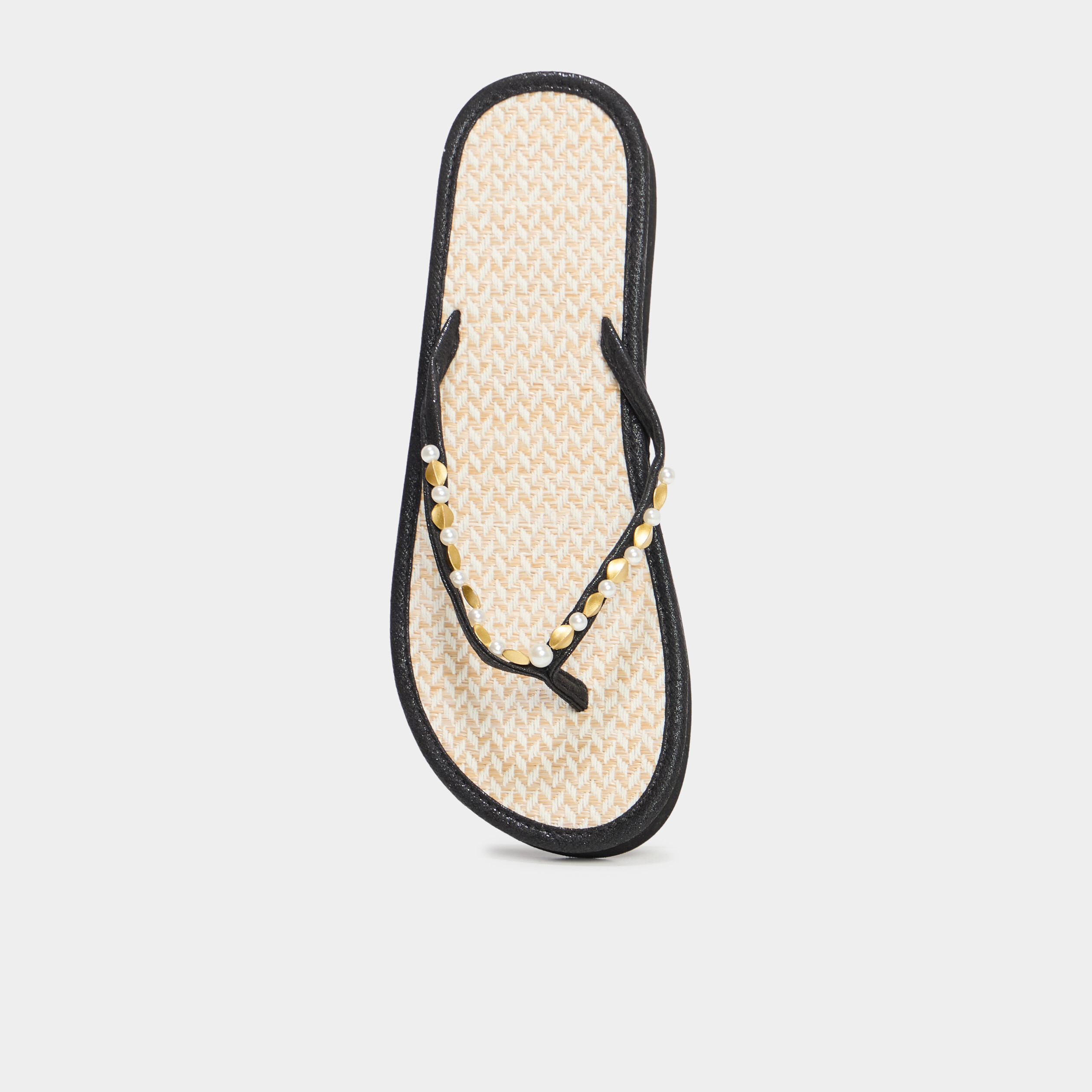 tongs compensees details bijoux noir femme Tongs compensées détails bijoux noir femme
