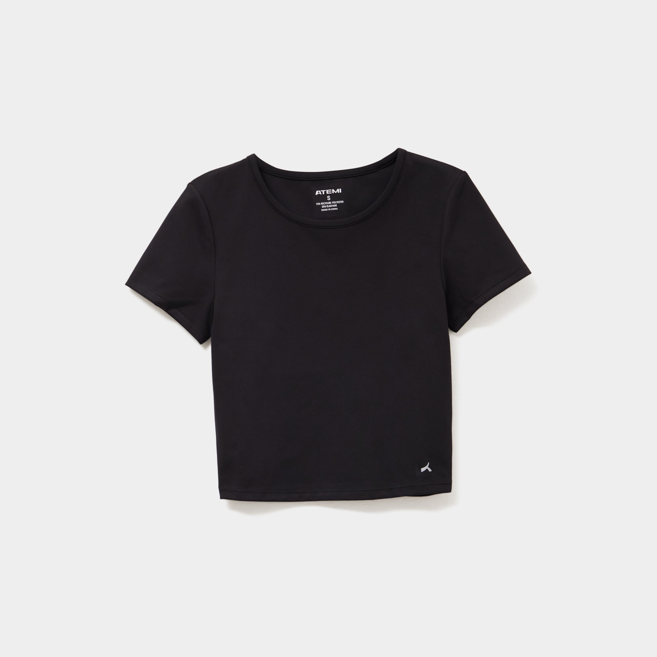 T-shirt de sport court ajust&eacute; noir femme