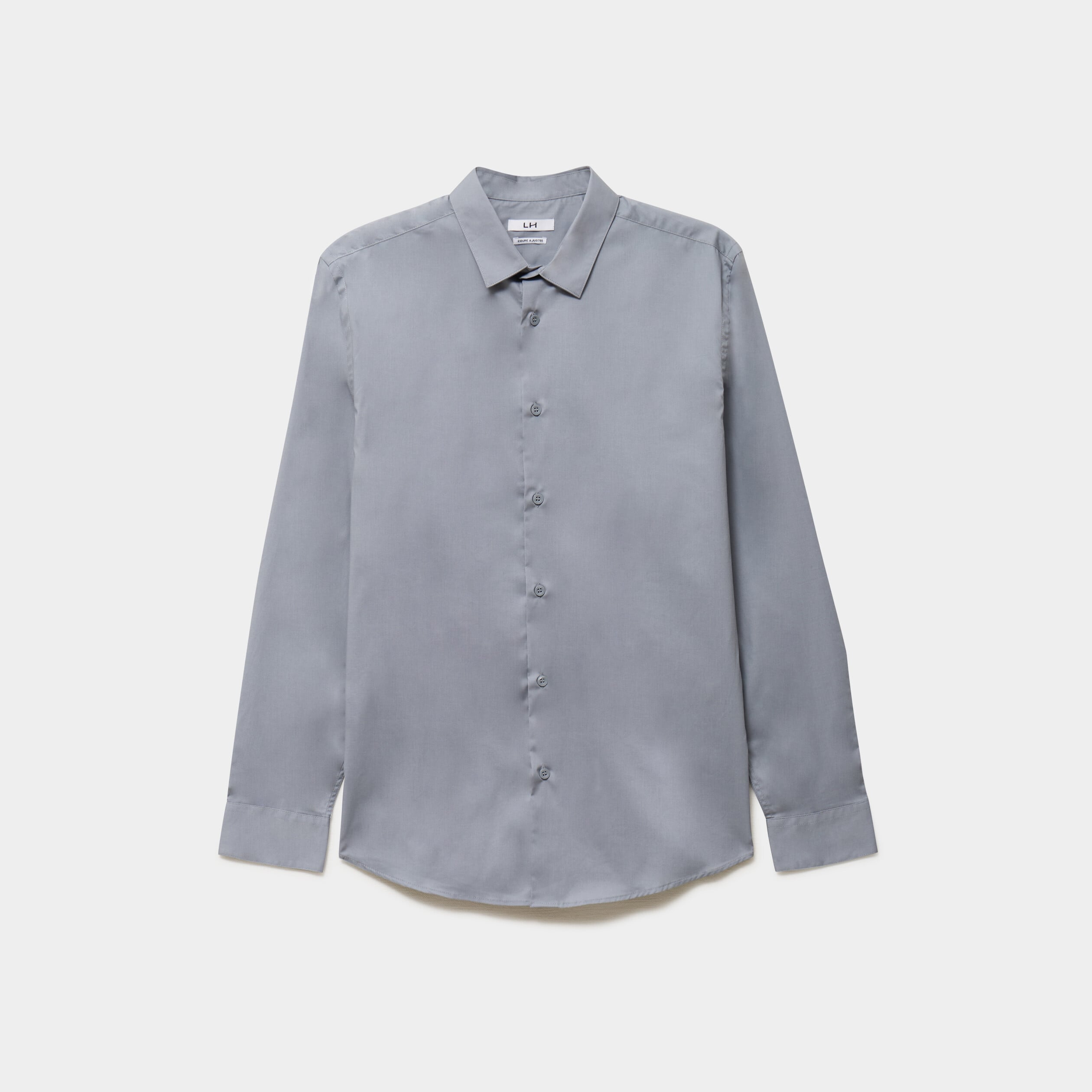 Chemise stretch manches longues bleu gris homme