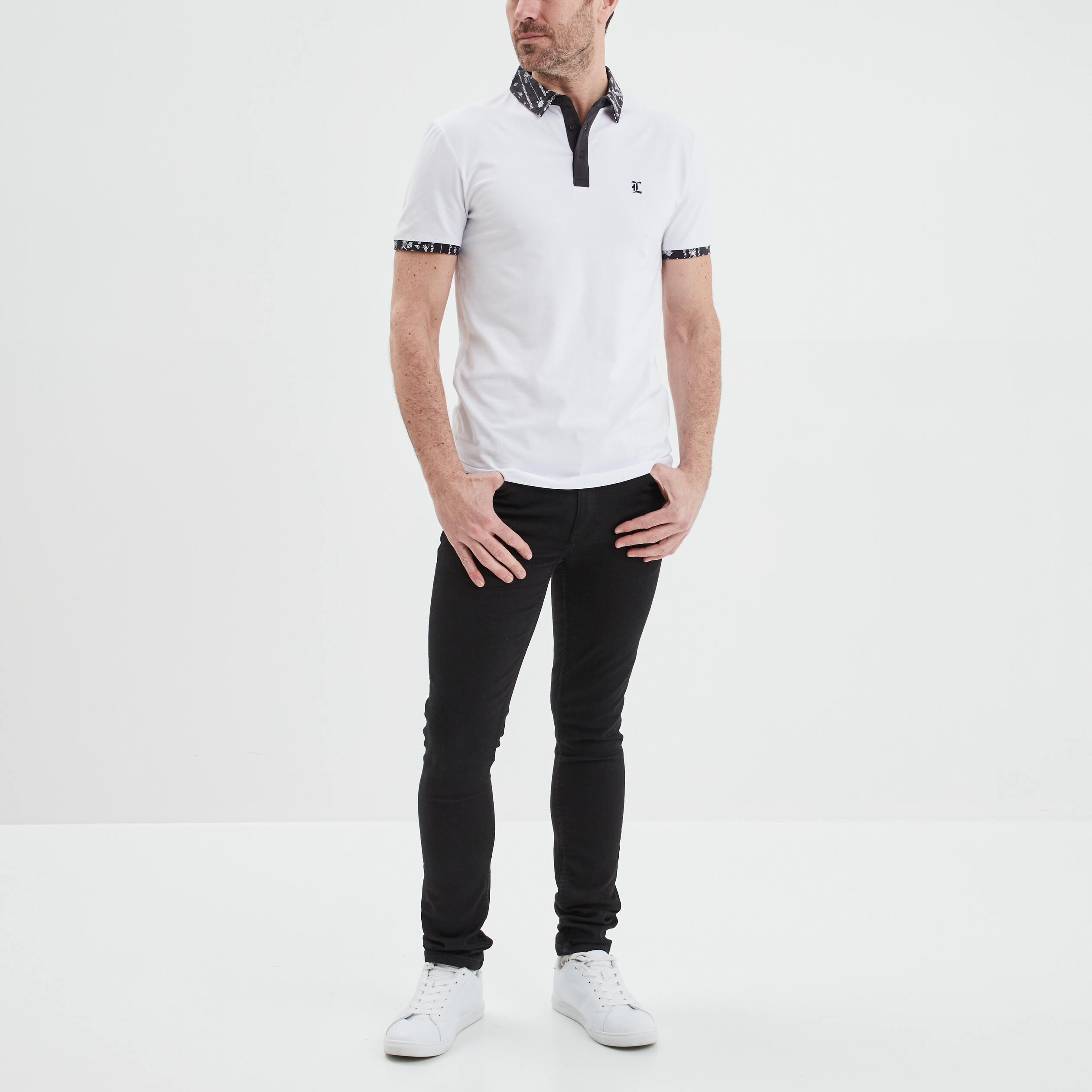 Polo droit manches courtes coton Liberto blanc homme