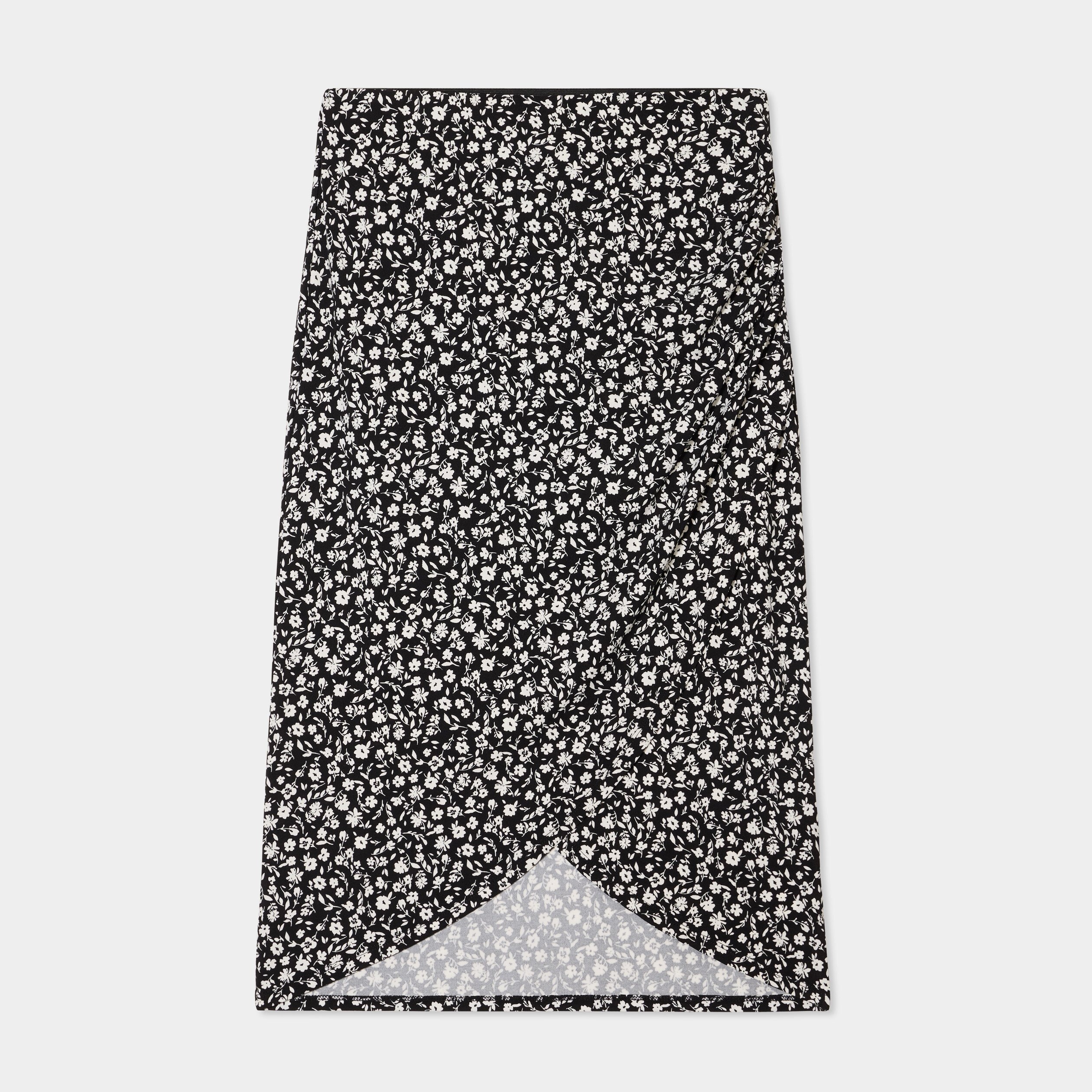 Jupe midi portefeuille noir femme