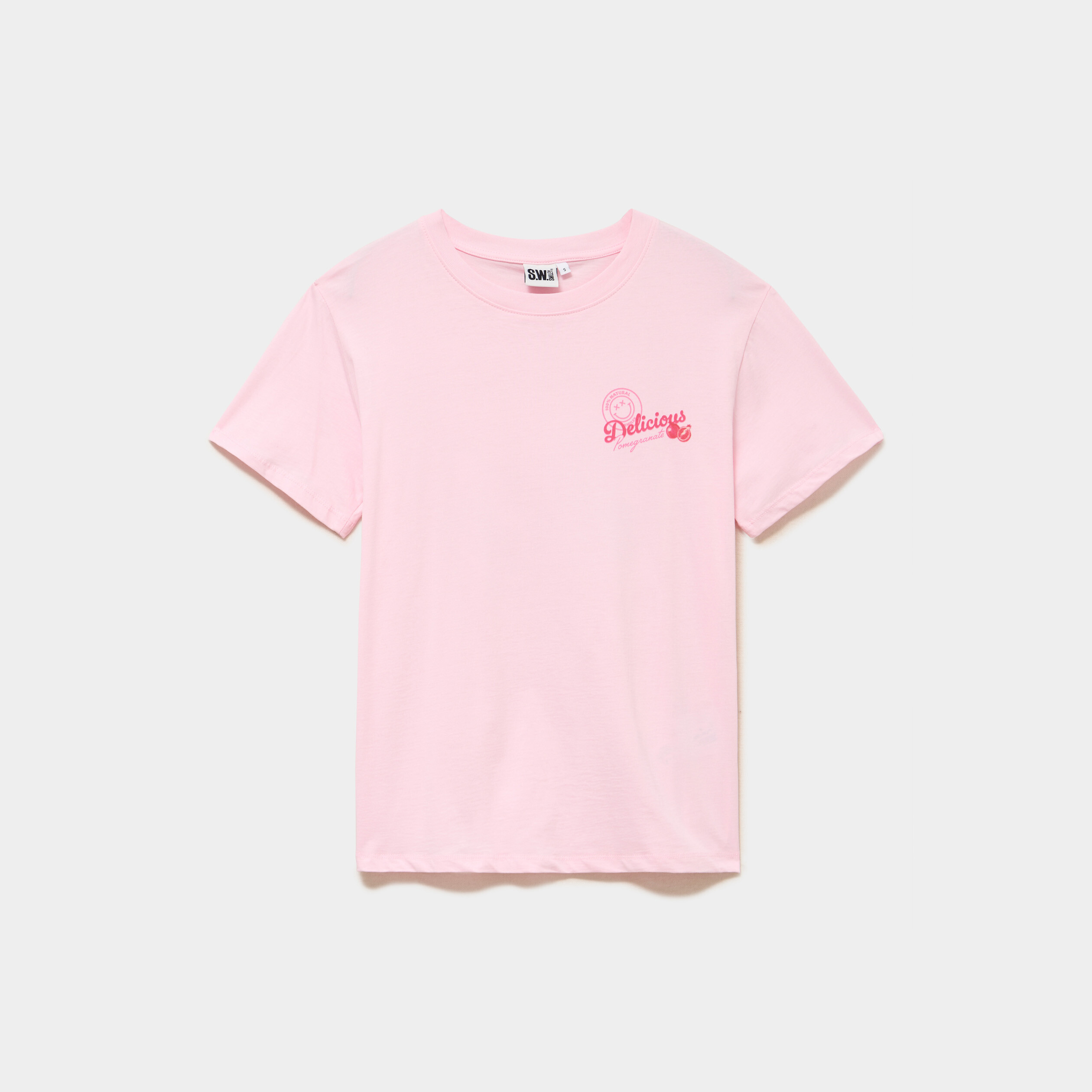 T-shirt col rond coton Smiley World rose femme