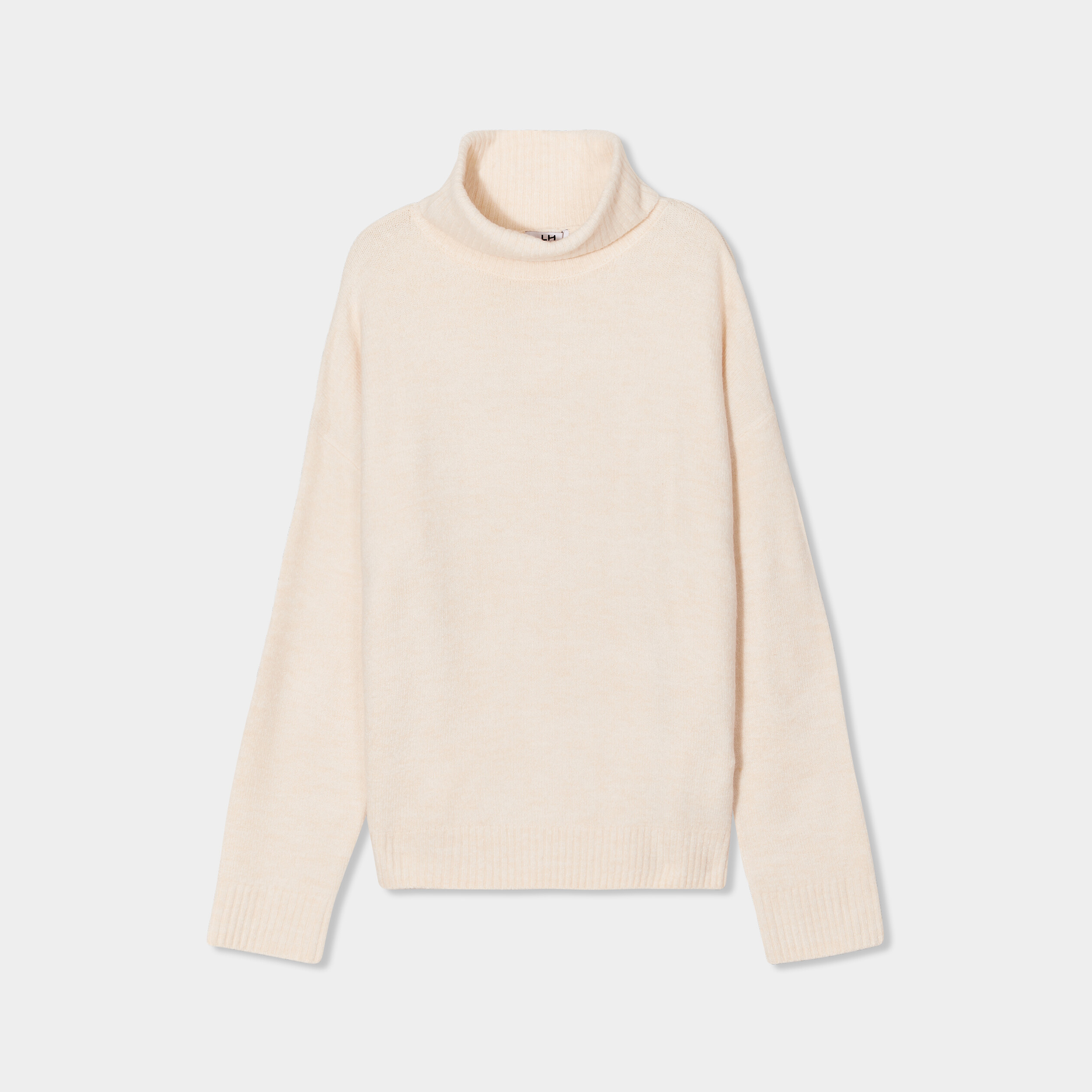 pull col roule droit manches longues creme femme Pull col roulé droit manches longues creme femme
