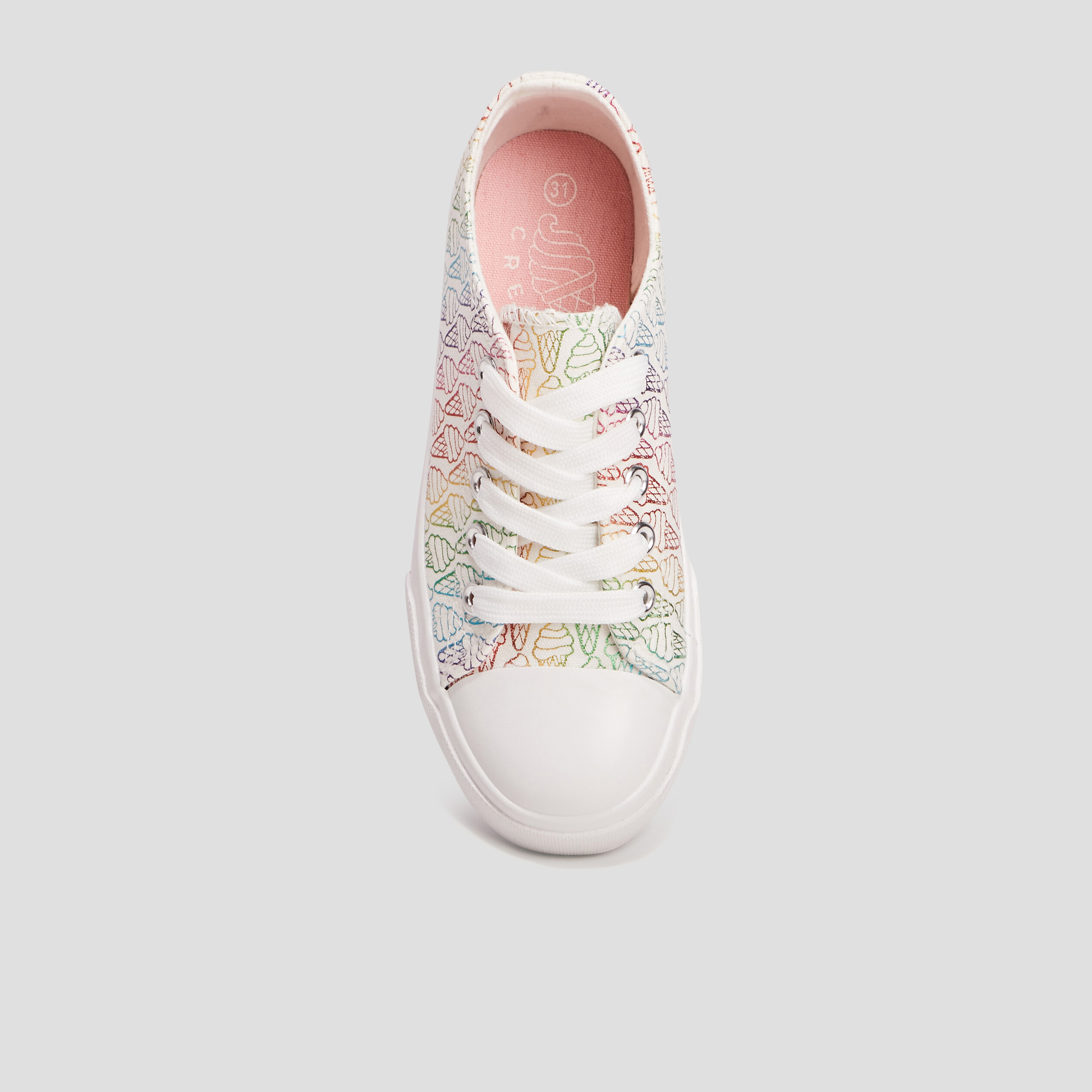 tennis en toile a lacets multicolore fille Tennis en toile à lacets multicolore fille