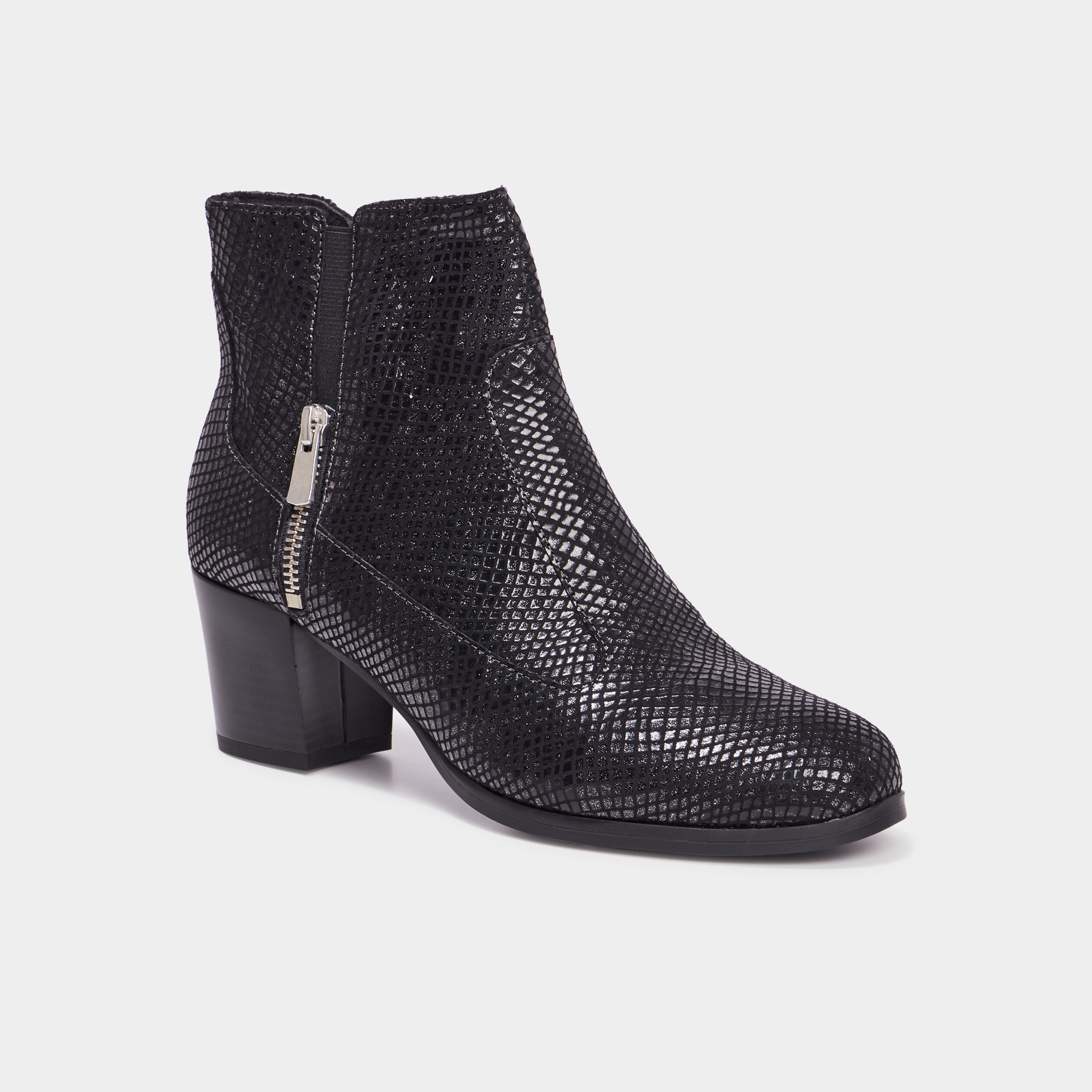 bottines talons en cuir bout amande noir femme Bottines talons en cuir bout amande noir femme