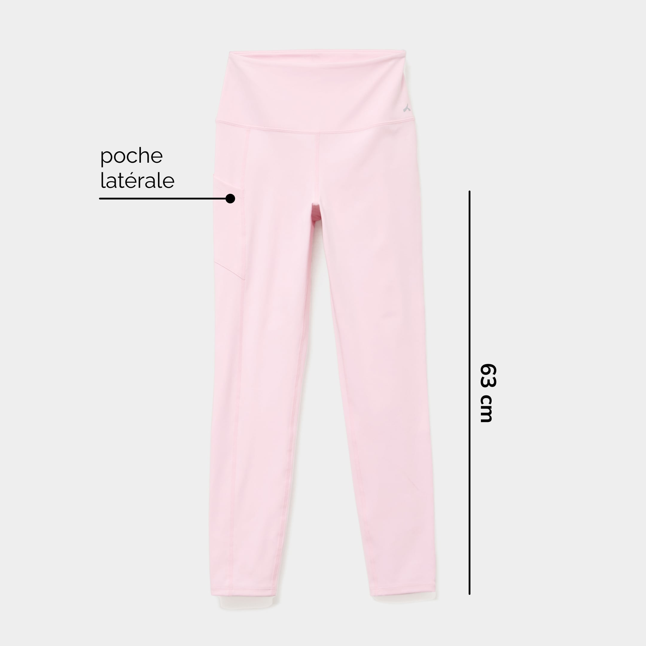 Legging de sport taille haute rose clair femme
