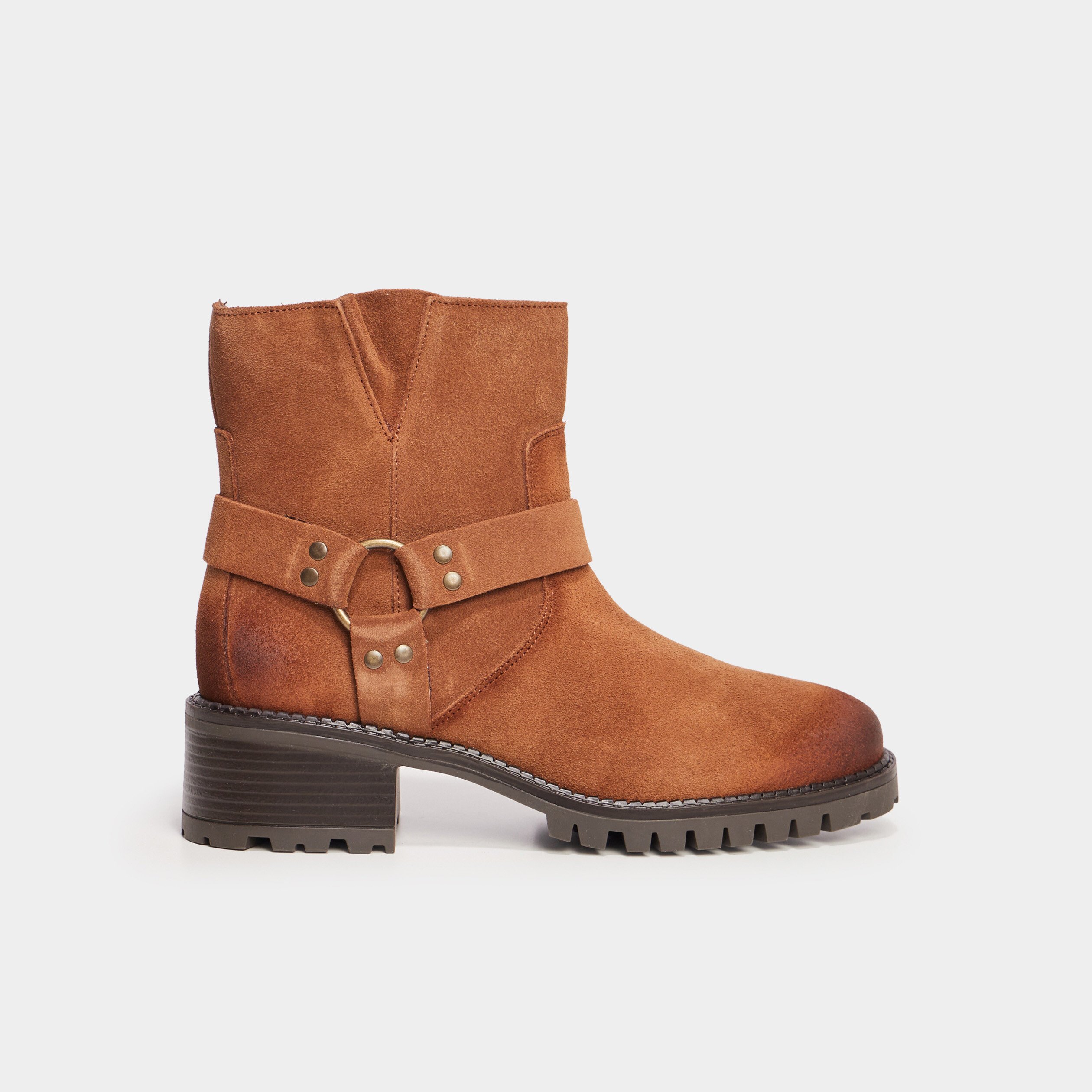 Bottines crantees en cuir Creeks marron femme