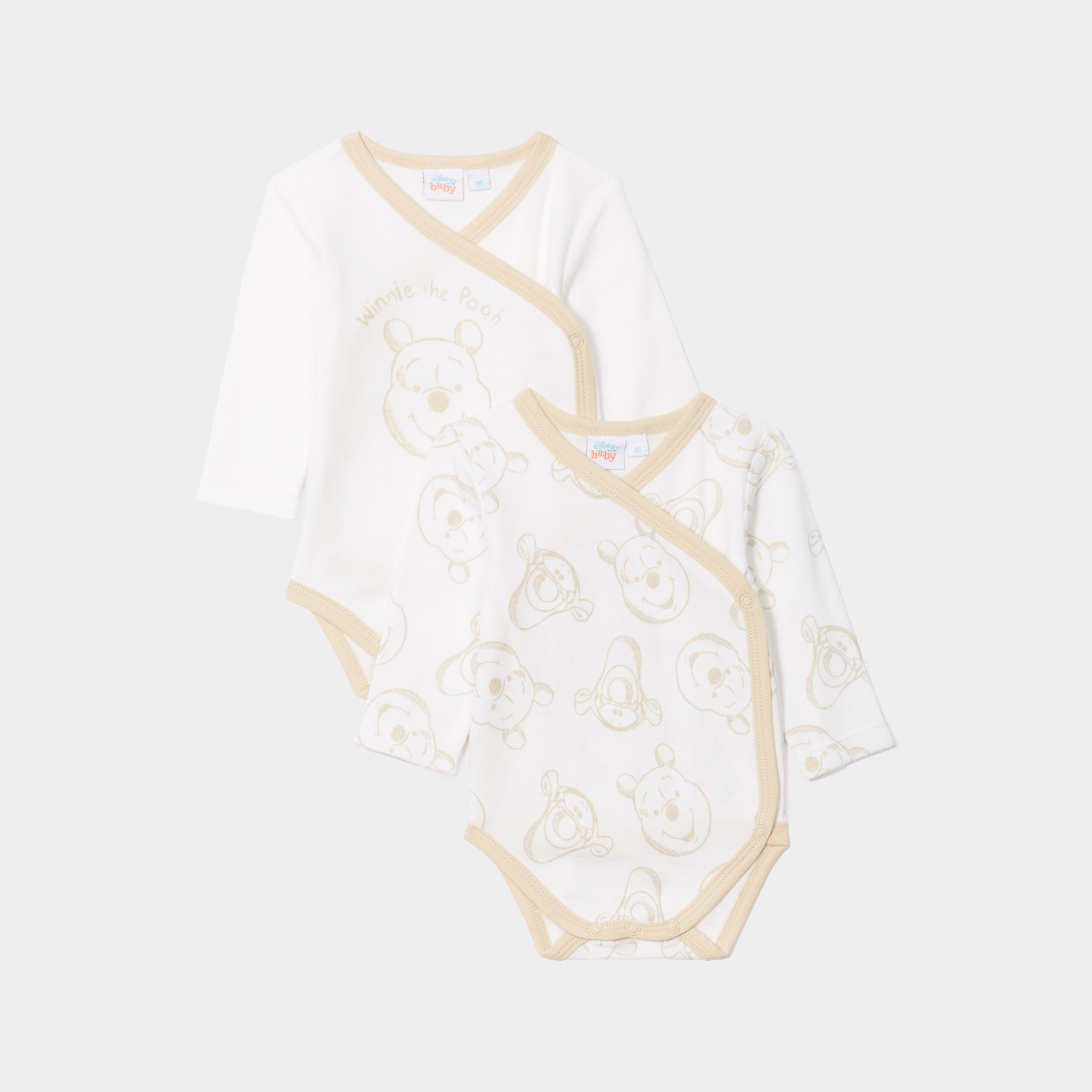 lot 2 bodies croises coton winnie blanc bebe Lot 2 bodies croisés coton Winnie blanc bébé