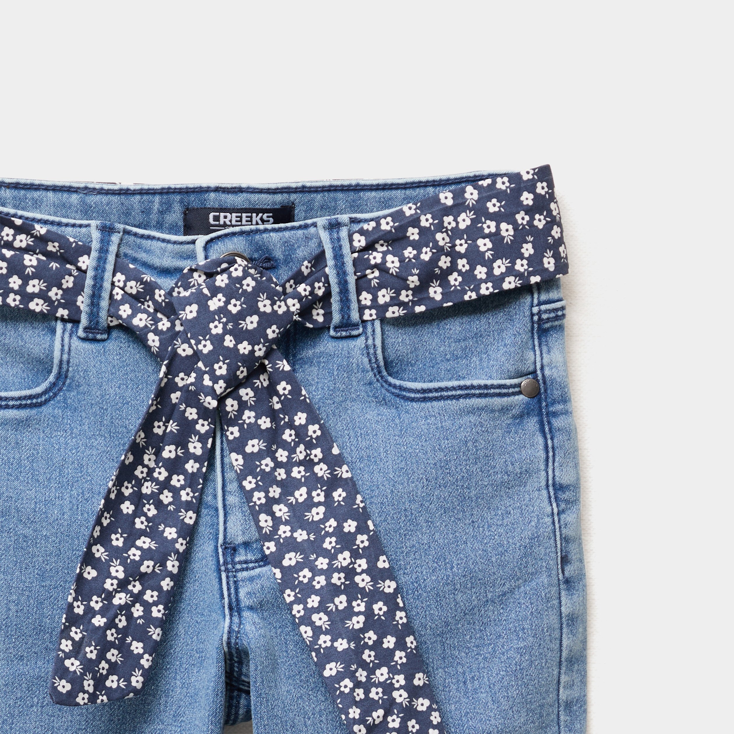 jean skinny ceinture foulard denim stone fille Jean skinny ceinture foulard denim stone fille