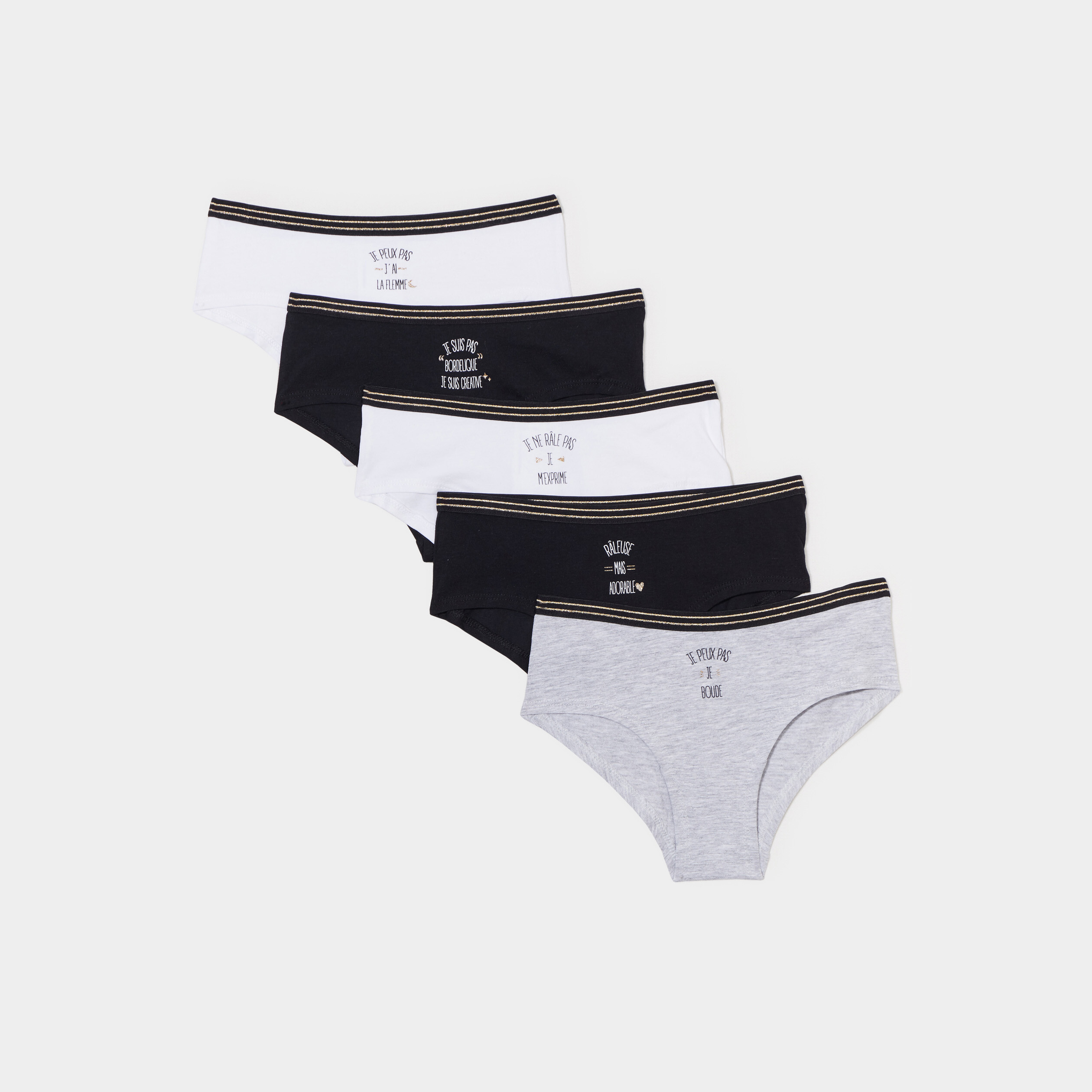 lot 5 shortys coton blanc fille Lot 5 shortys coton blanc fille
