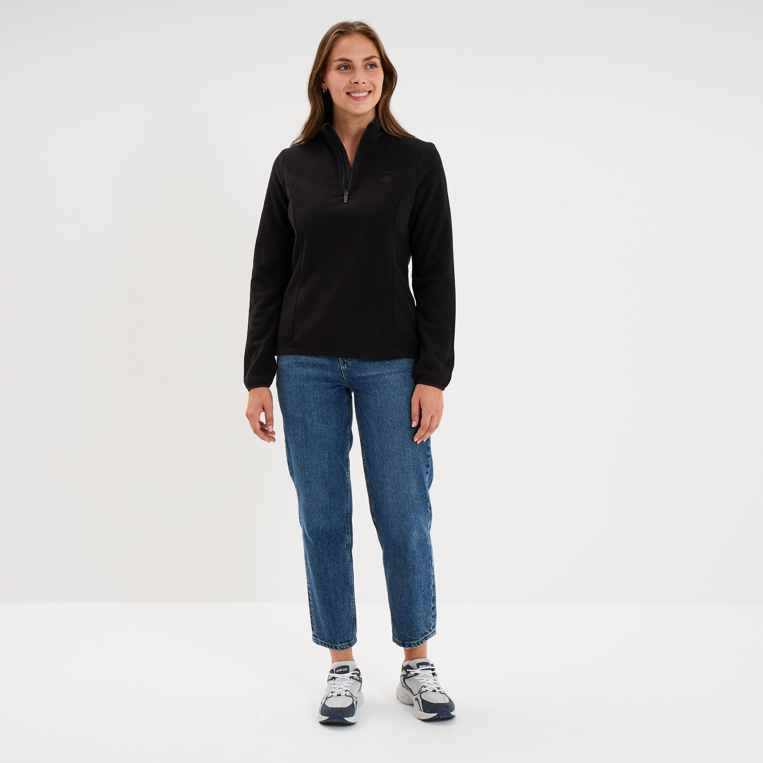 Sweat polaire col camionneur noir femme