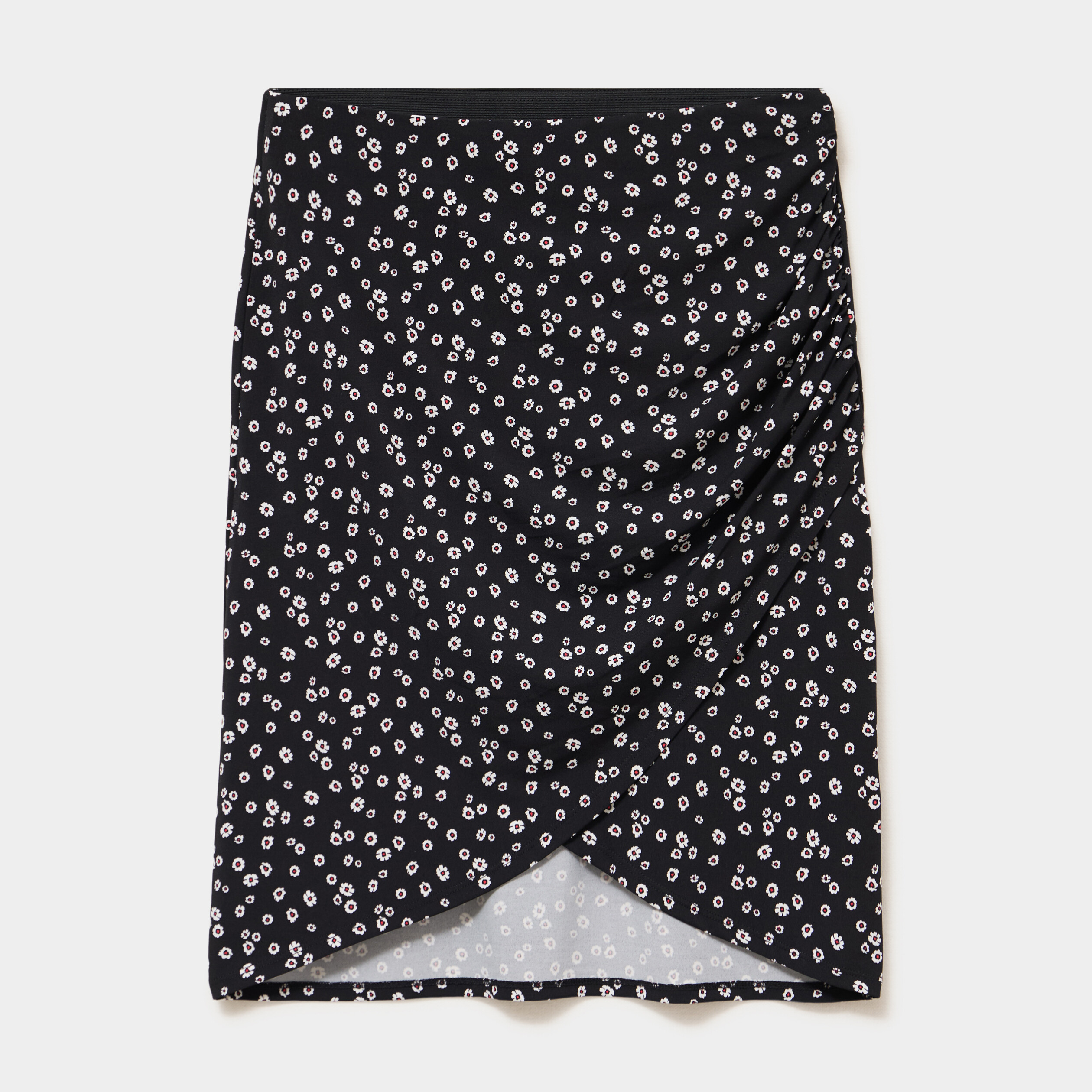 Jupe courte taille &eacute;lastiqu&eacute;e stretch noir femme