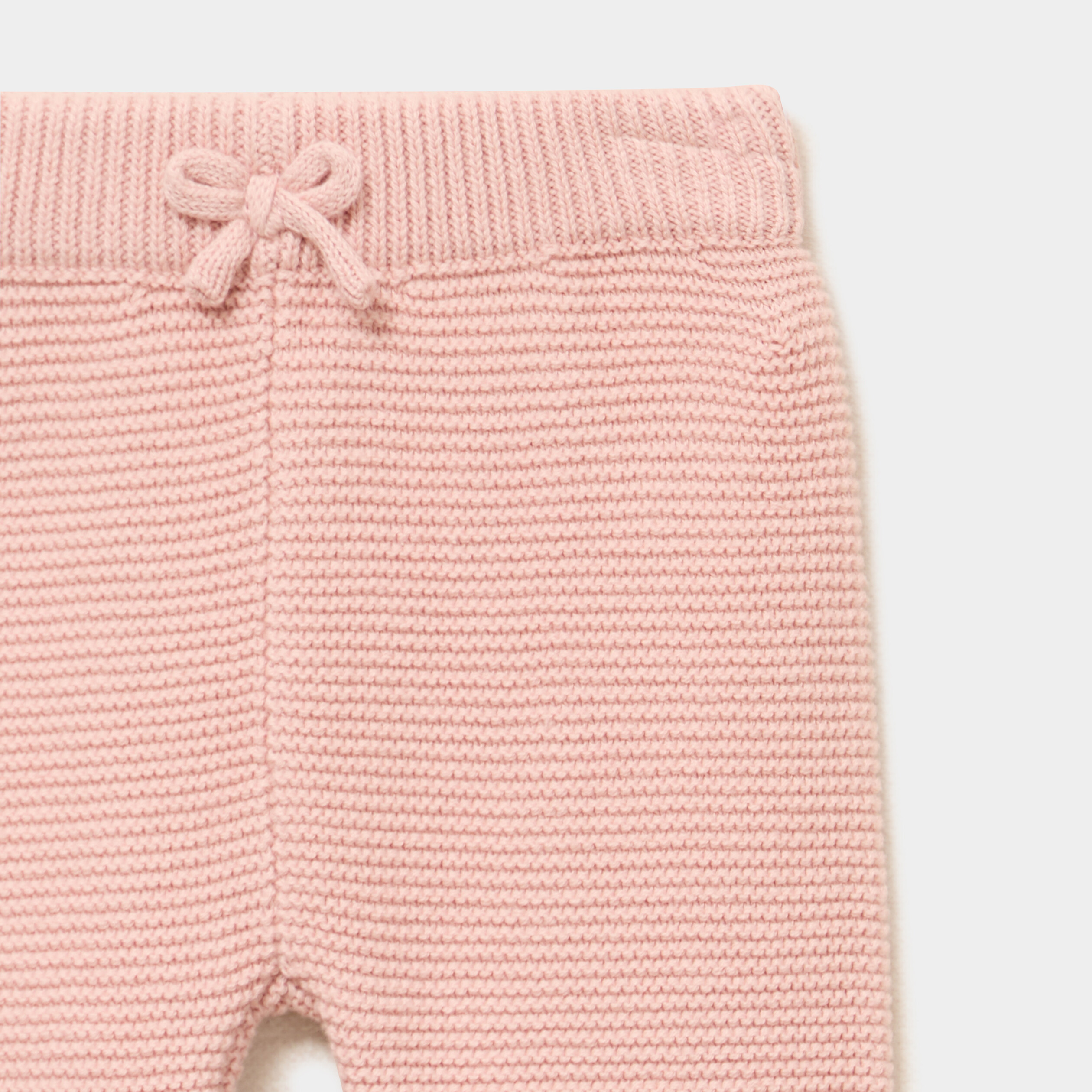 Pantalon tricot coton rose poudr&eacute;e b&eacute;b&eacute;