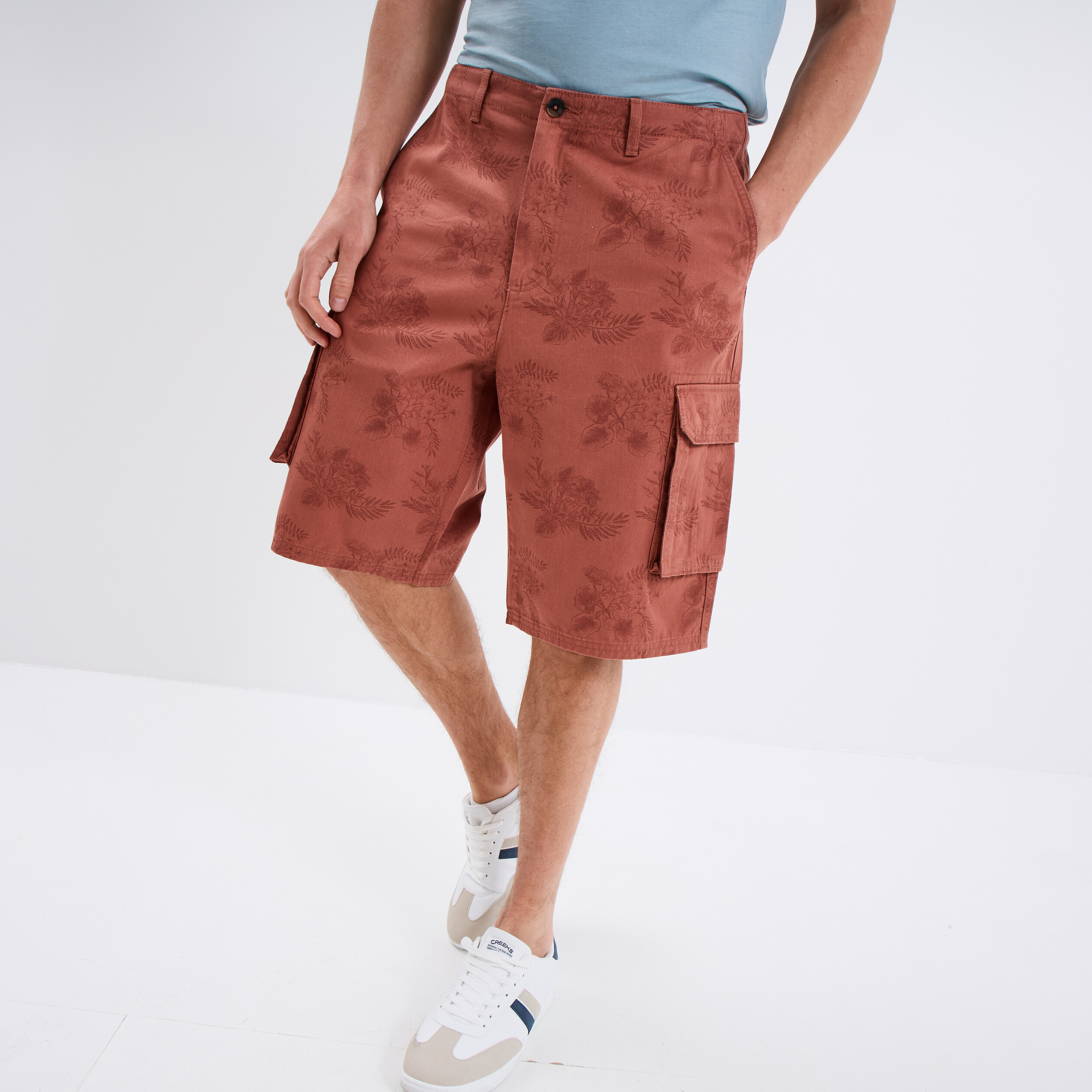 bermuda cargo coton vieux rose homme Bermuda cargo coton vieux rose homme