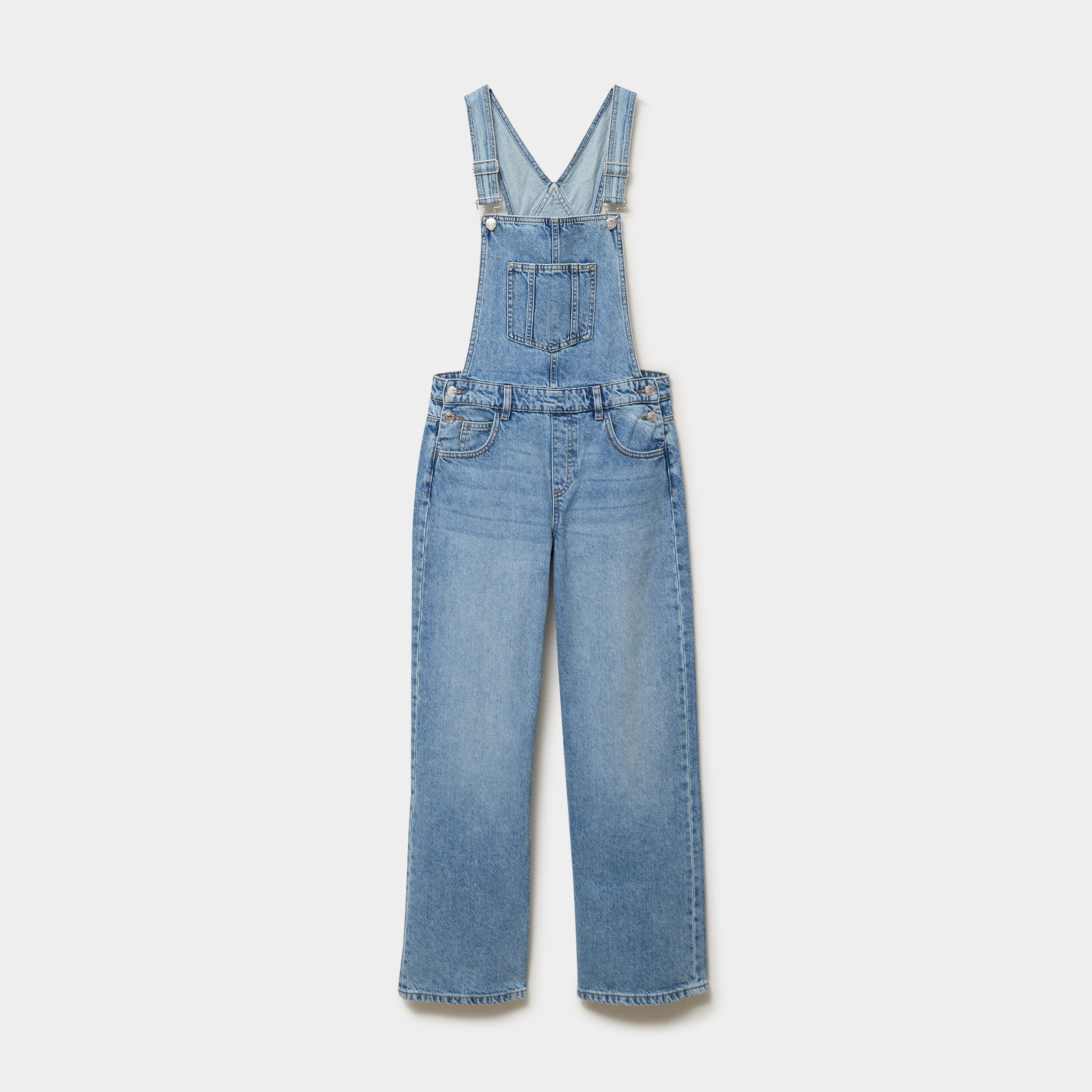 Salopette en jean jambe large coton denim double stone femme