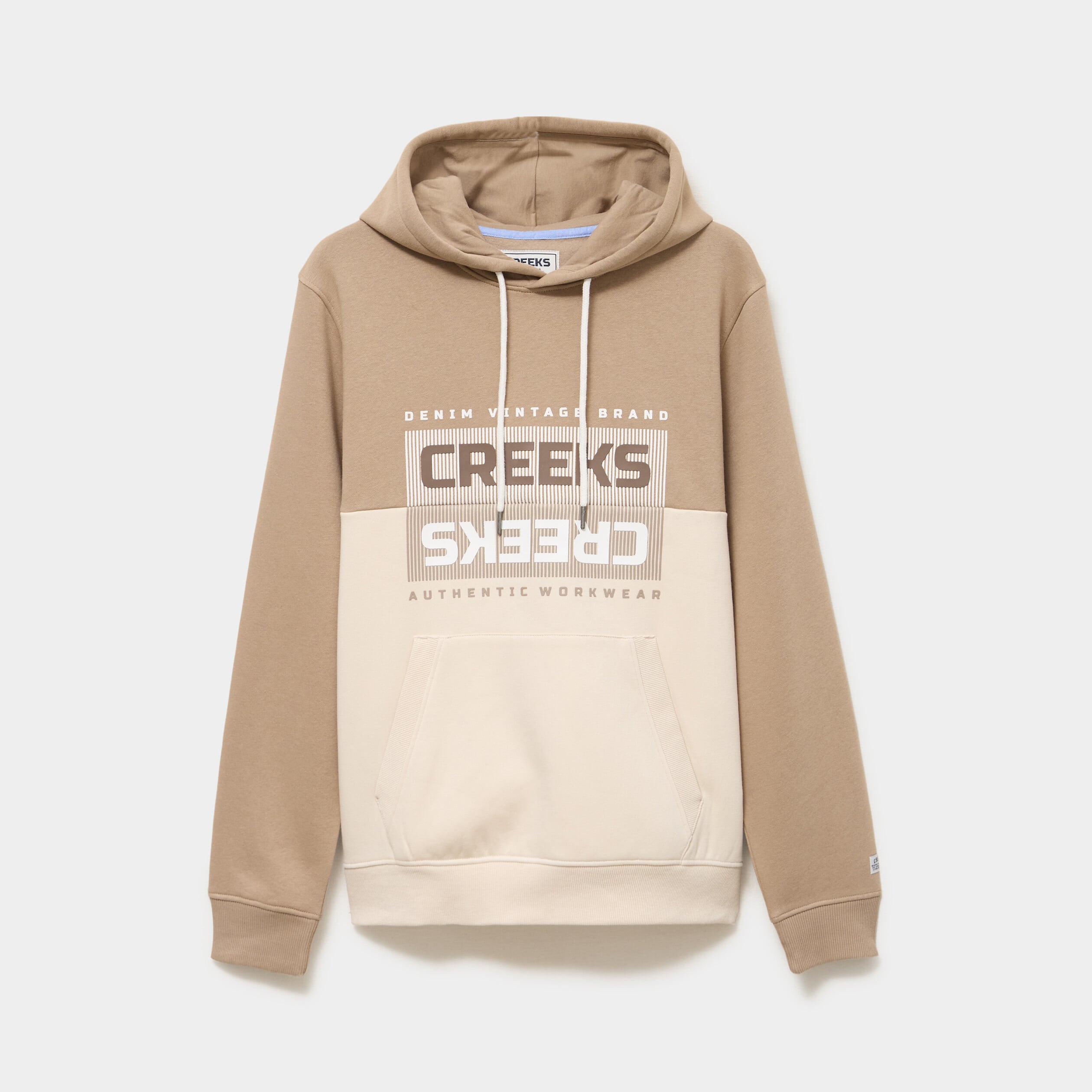 Sweat hoodie &agrave; capuche molleton taupe homme