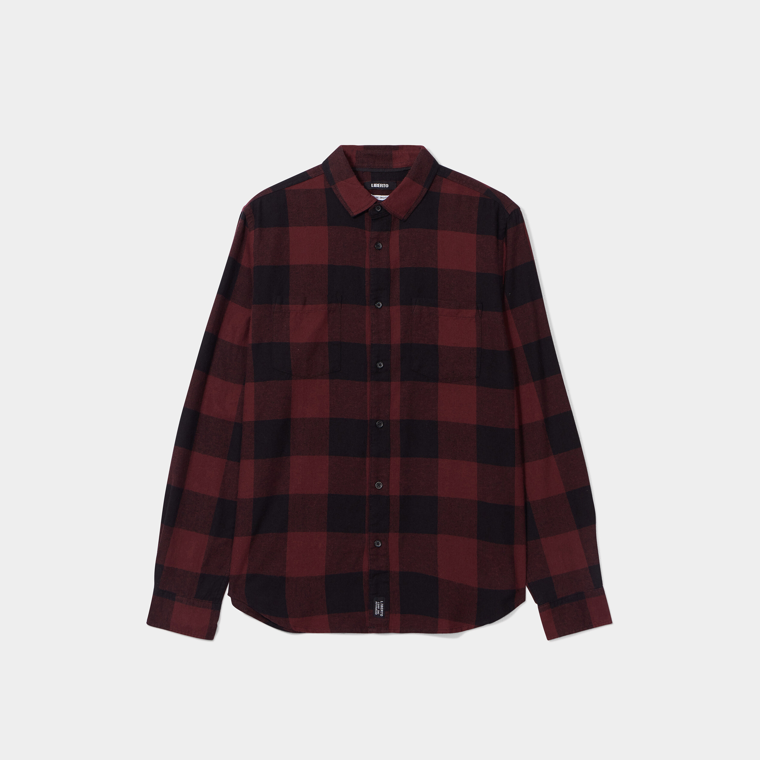 Chemise droite 2 poches manches longues bordeaux homme