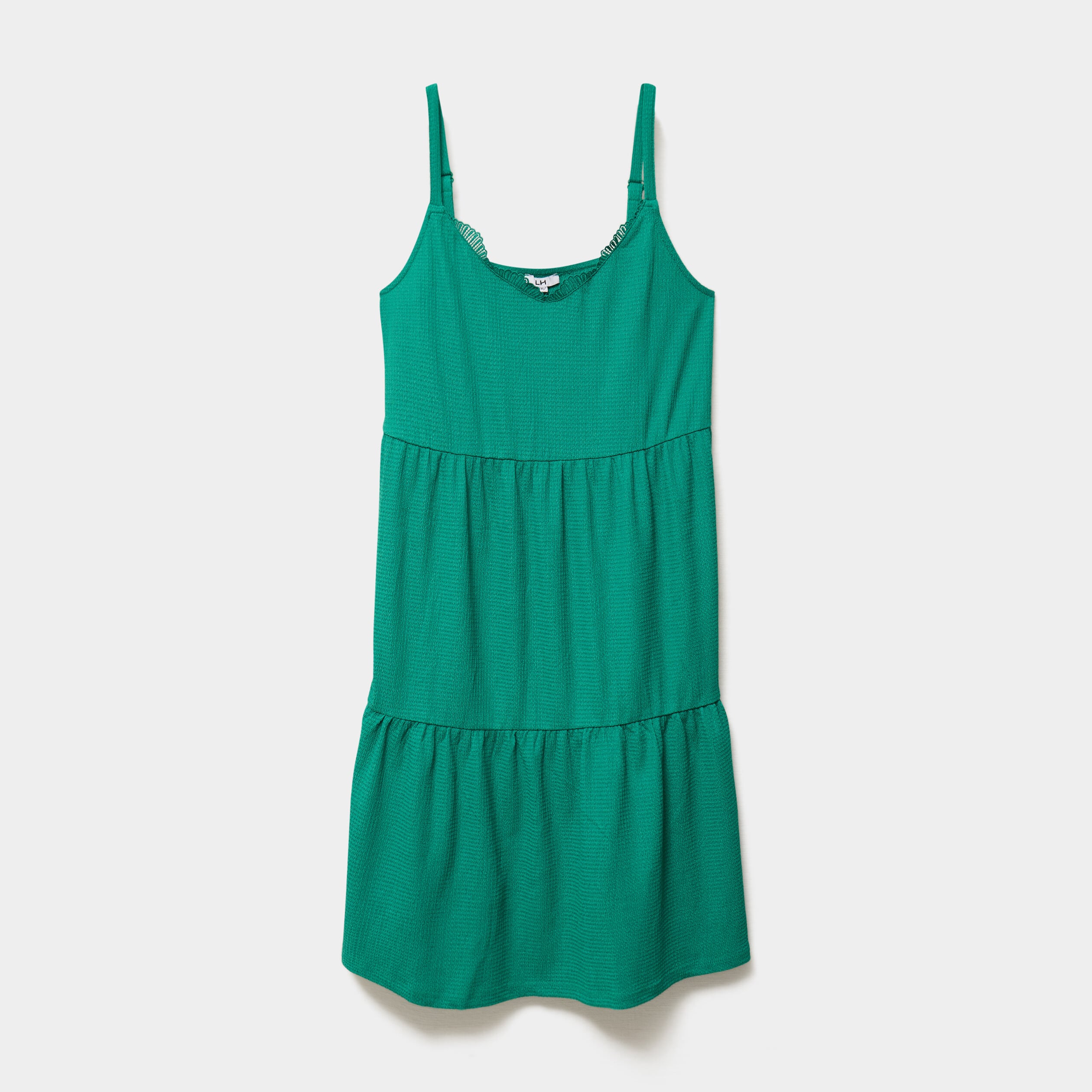 Robe bretelles &agrave; volants longueur genou vert canard femme grande taille