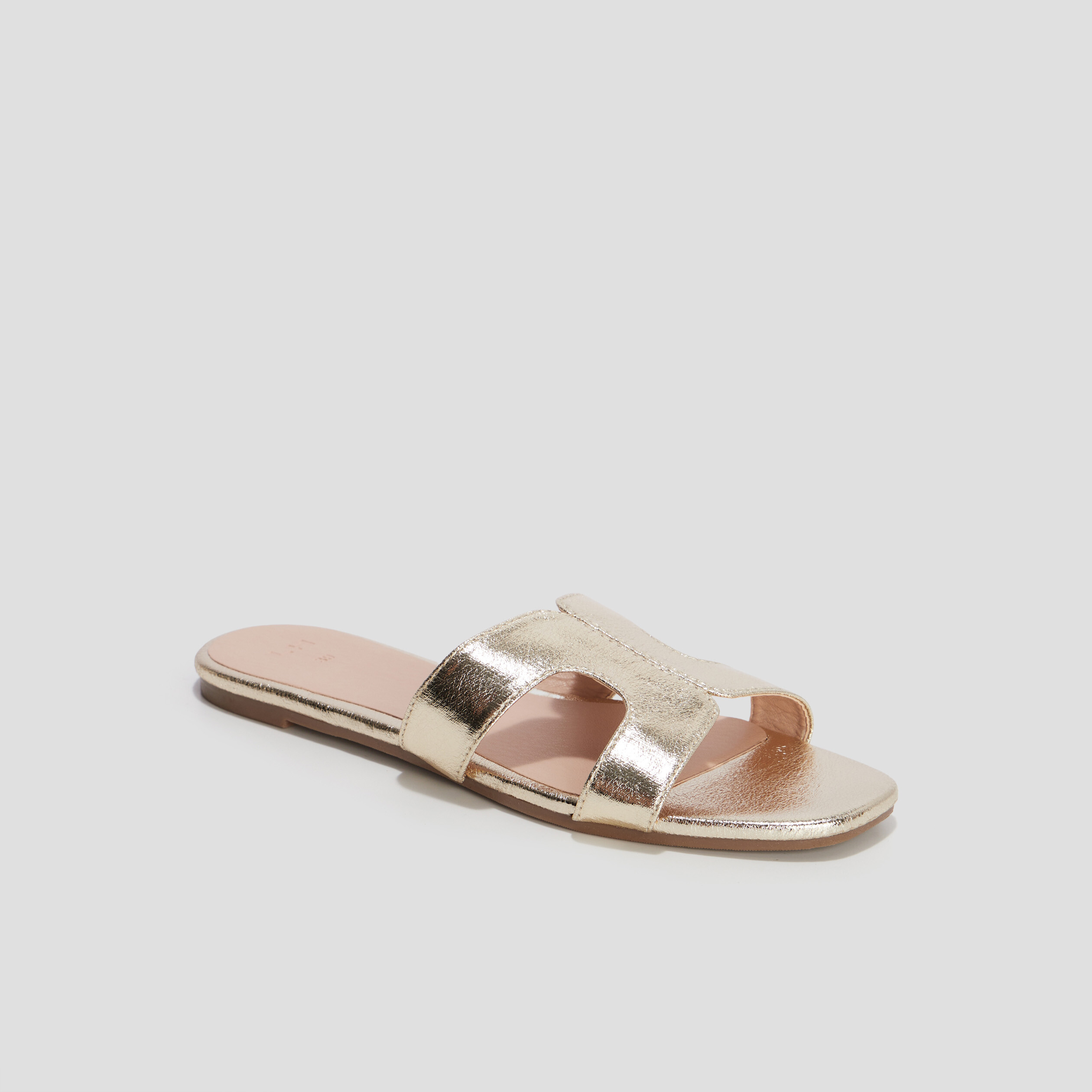 Mules à bouts carrés jaune or femme