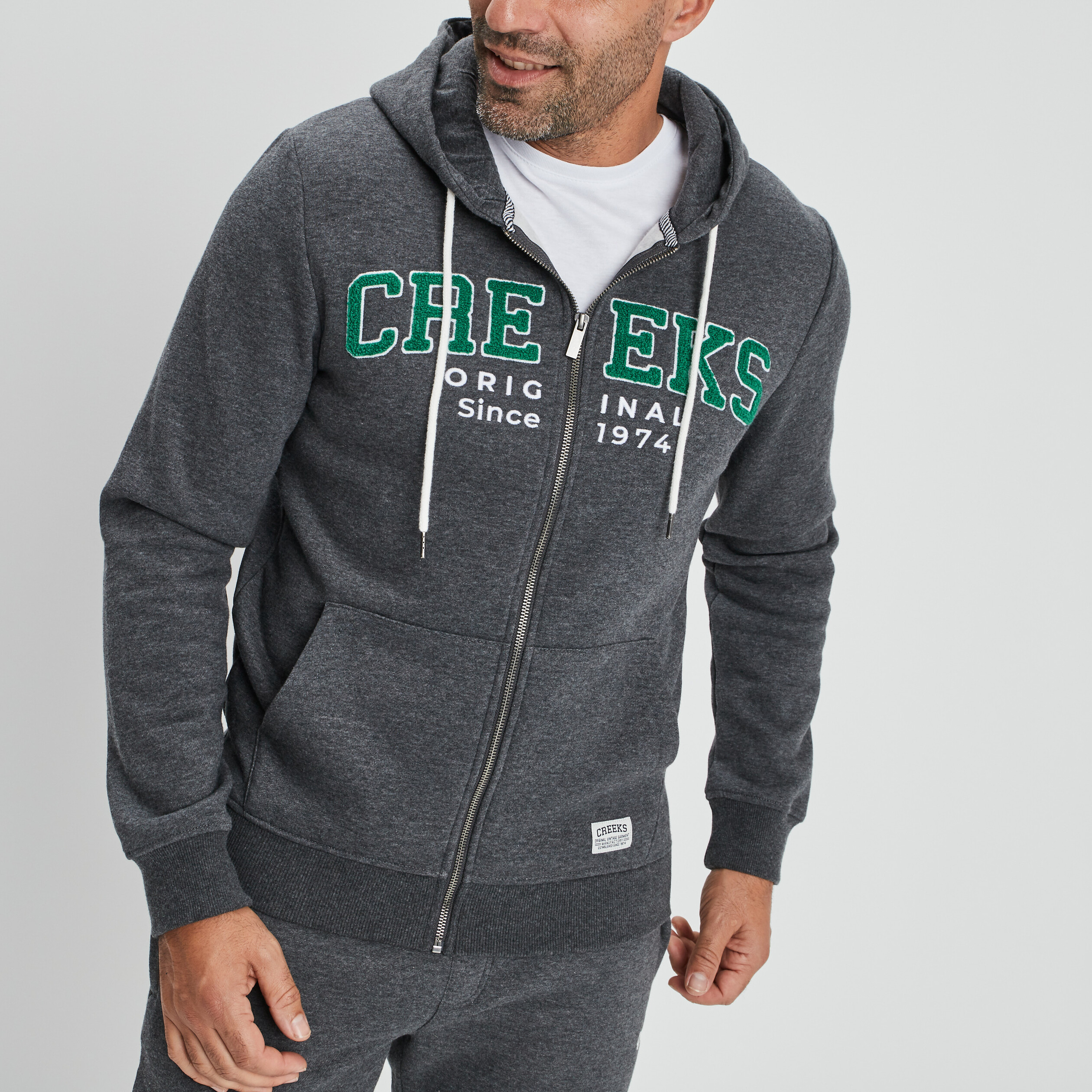 Sweat zippé à capuche Creeks gris foncé homme
