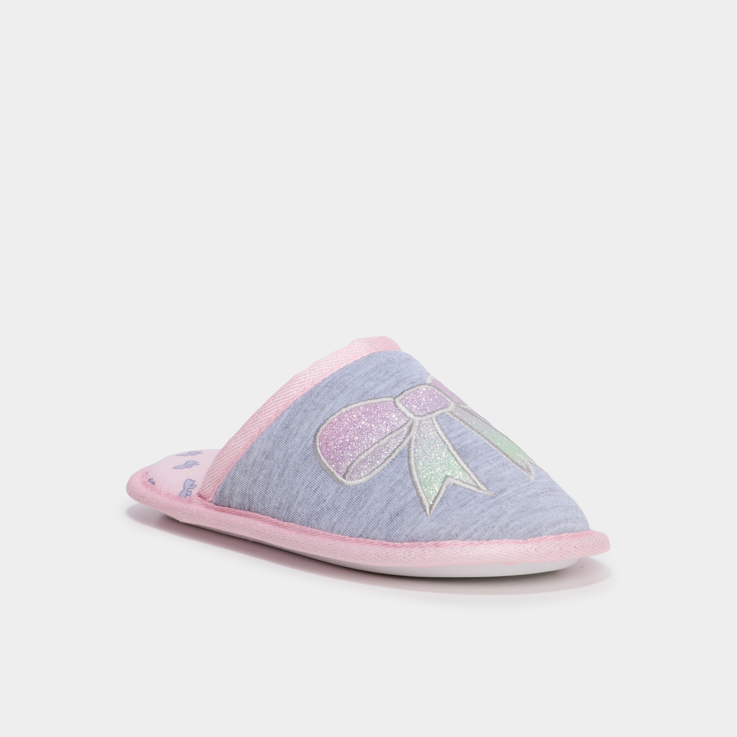 Chaussons mules &agrave; paillettes gris fille