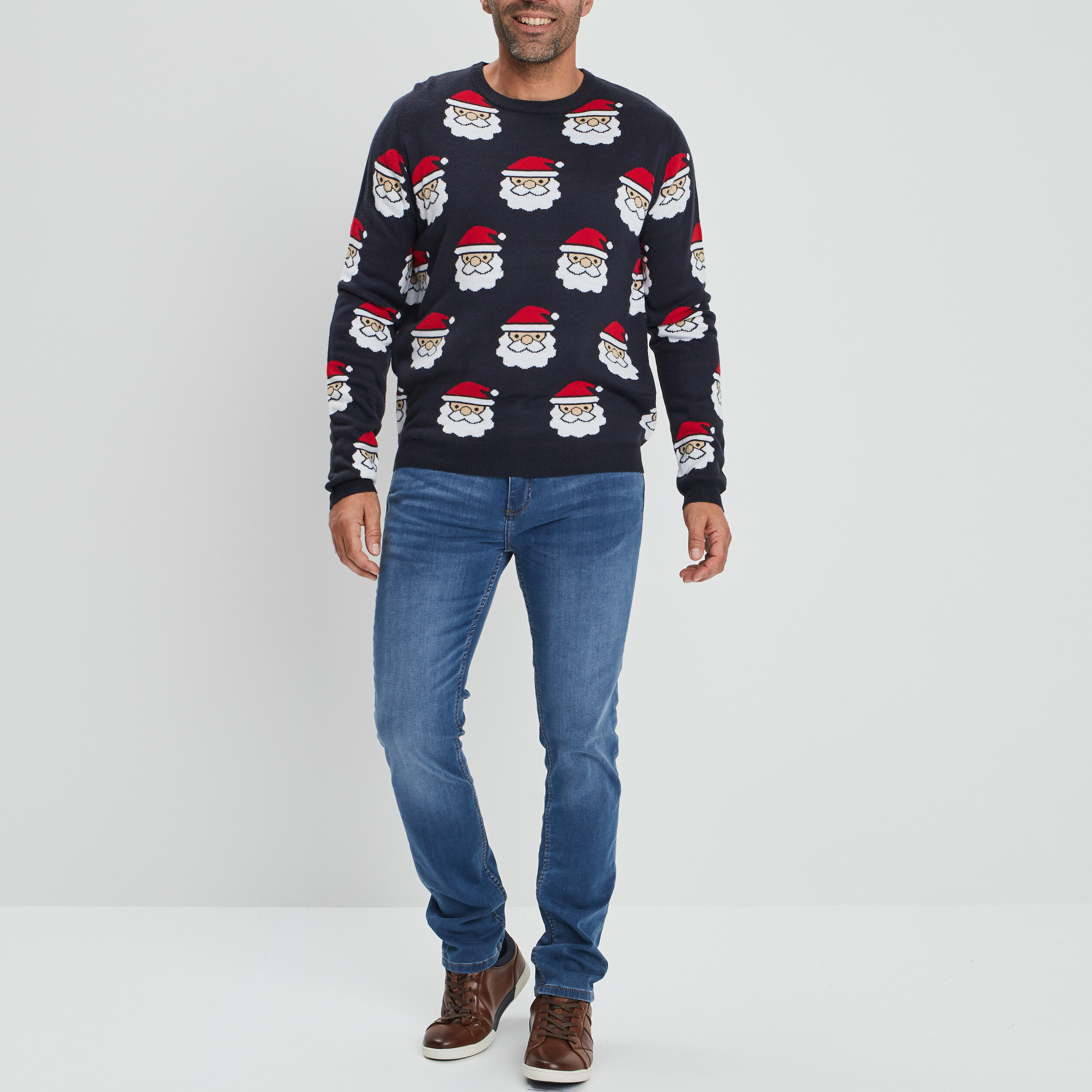 Pull de Noël avec col rond noir homme