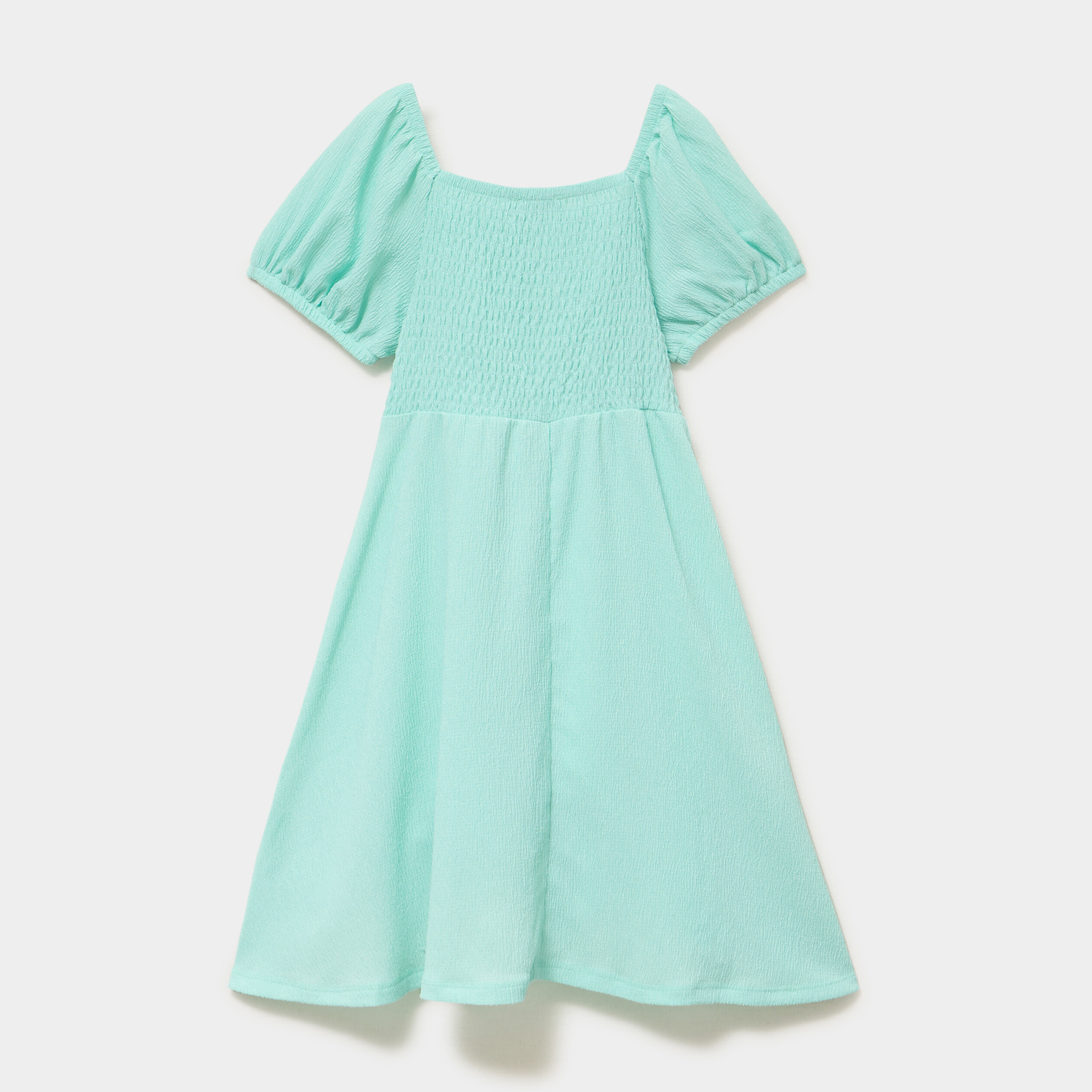 Robe smock&eacute;e manches courtes &eacute;vas&eacute;e vert clair fille