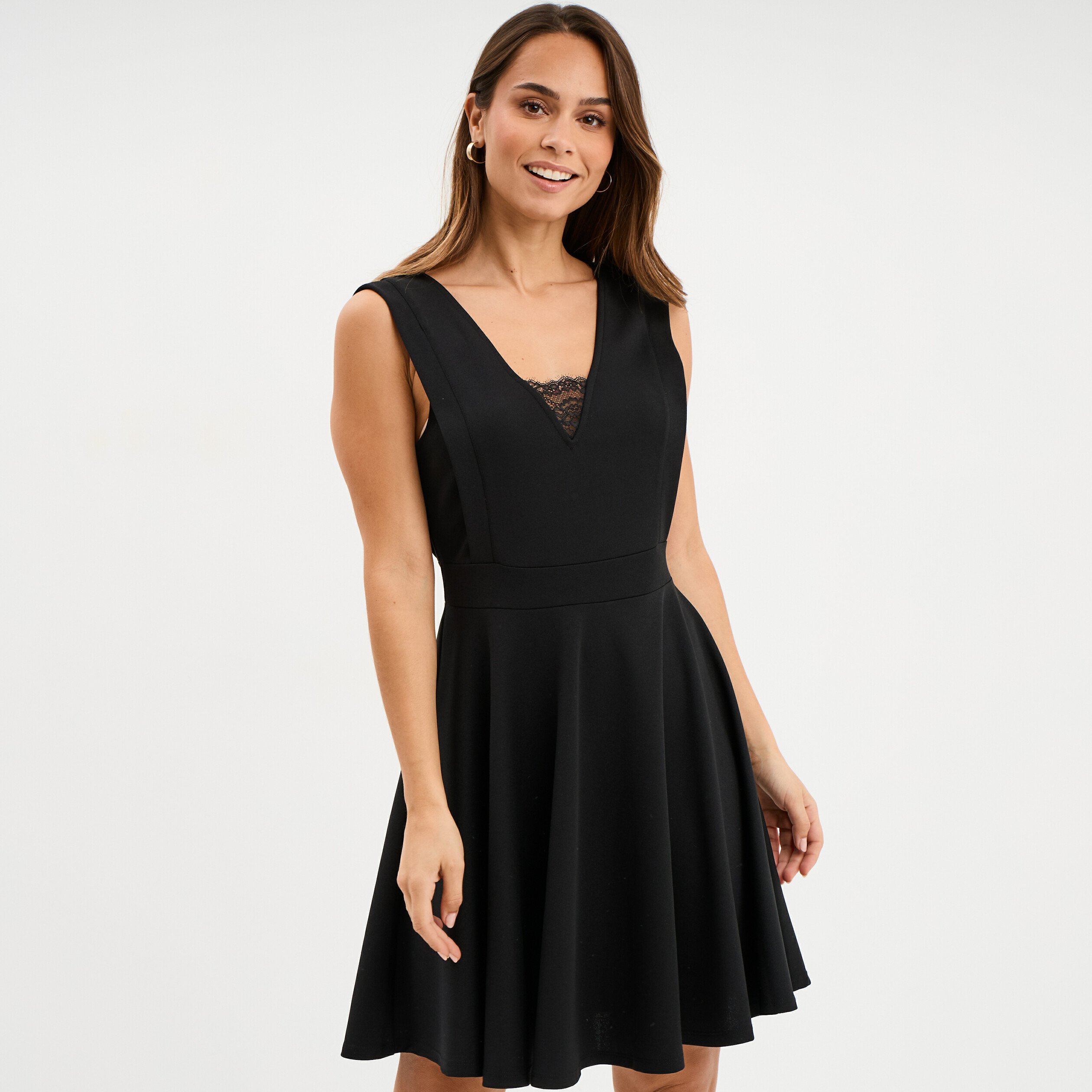Robe patineuse longueur midi noir femme La Halle