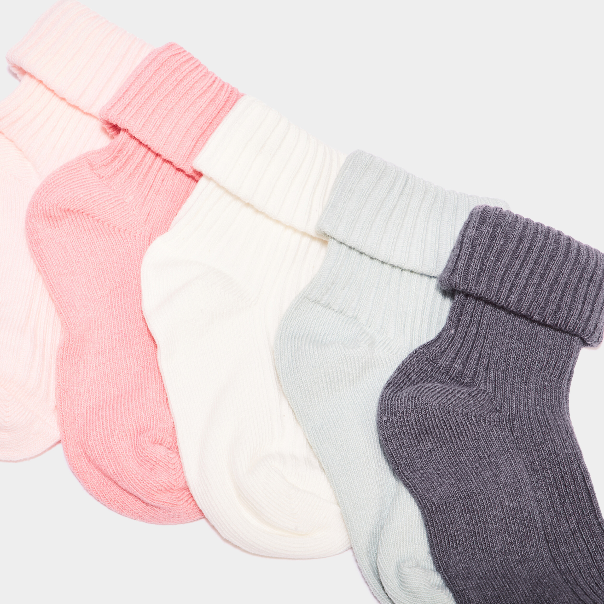 Lot 5 paires chaussettes c&ocirc;tel&eacute;es coton multicolore b&eacute;b&eacute; fille