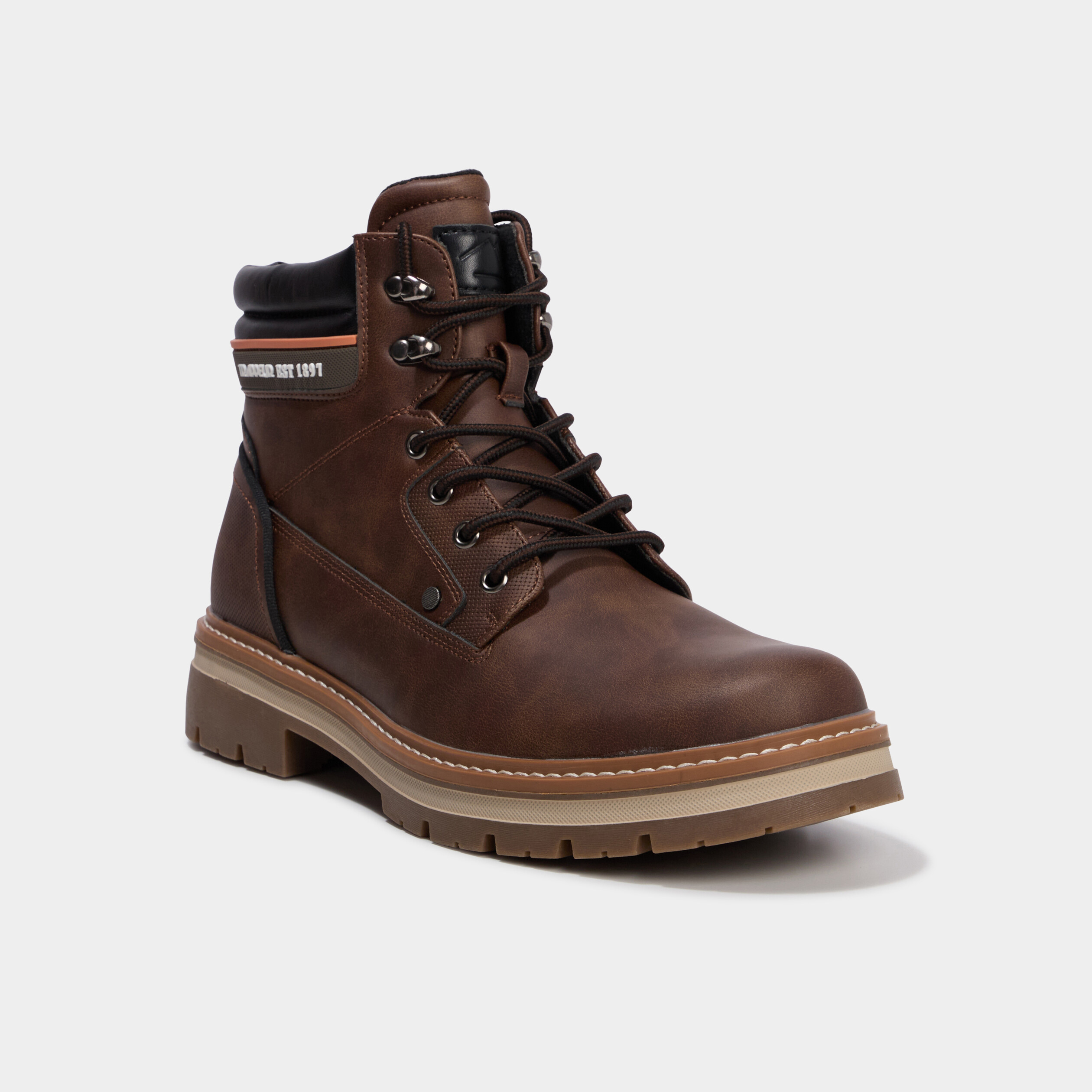 Boots &agrave; lacets avec semelle crant&eacute;e marron homme