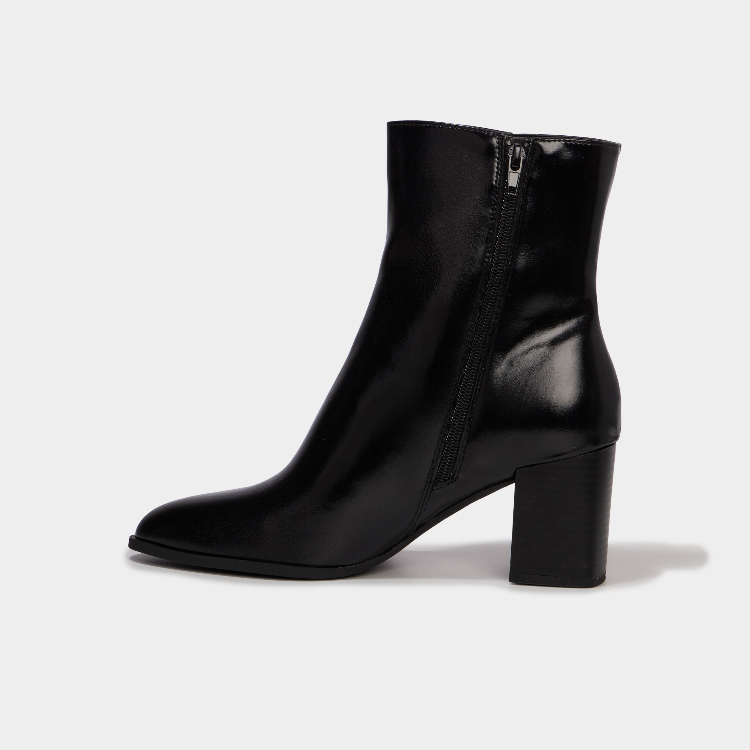 Bottines lisses talon bloc noir femme