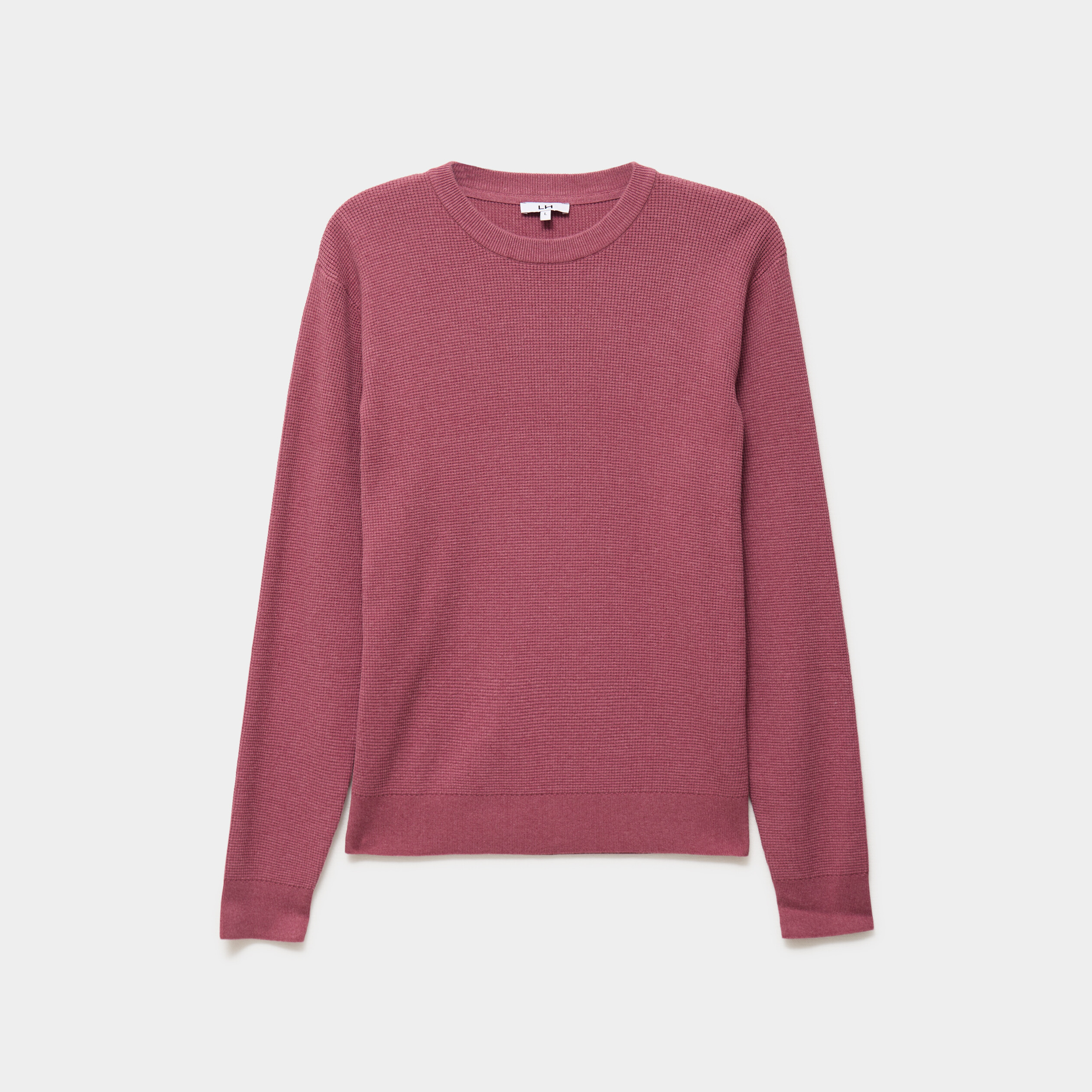 Pull en maille textur&eacute;e col rond vieux rose homme