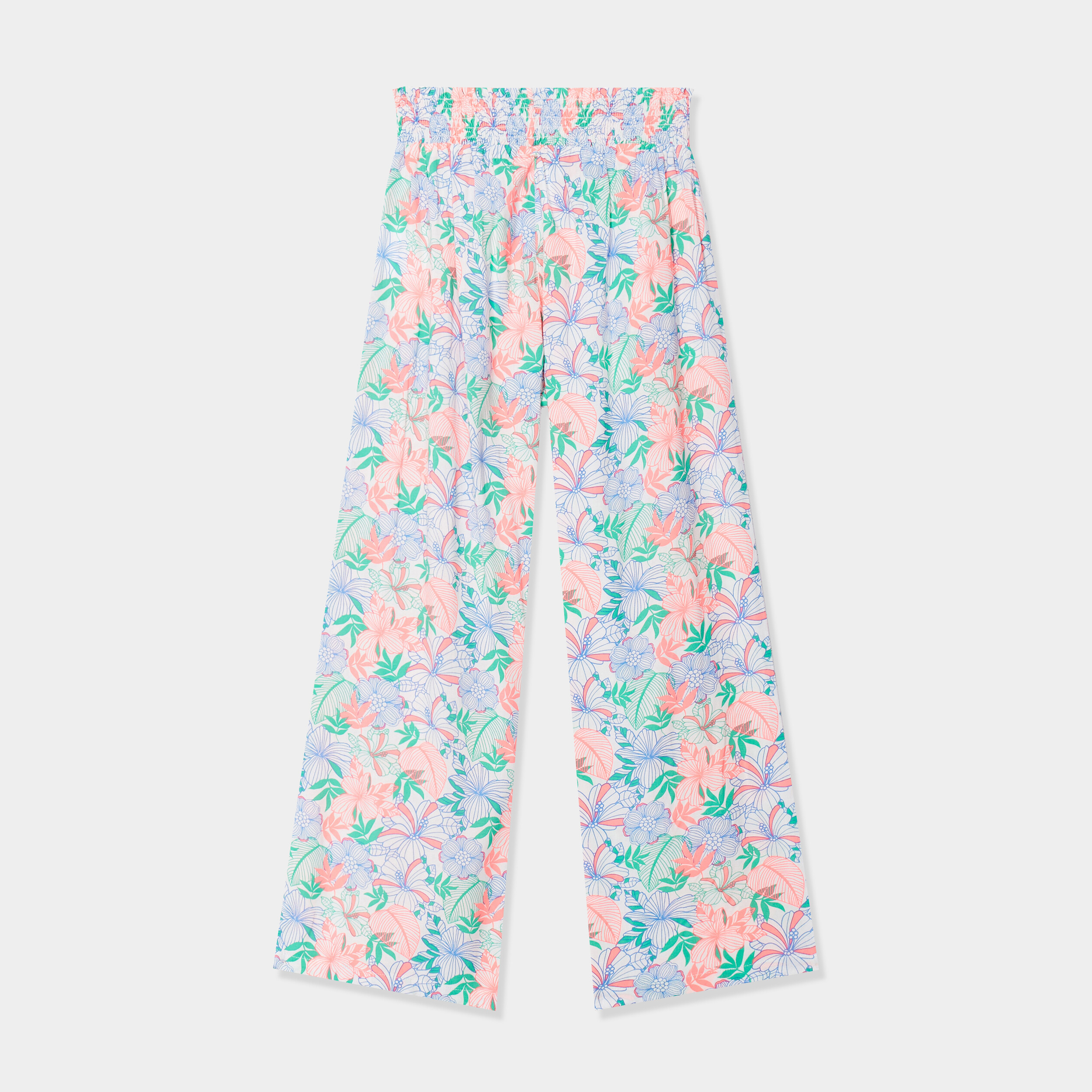 pantalon smocke large fluide ecru fille Pantalon smocké large fluide ecru fille