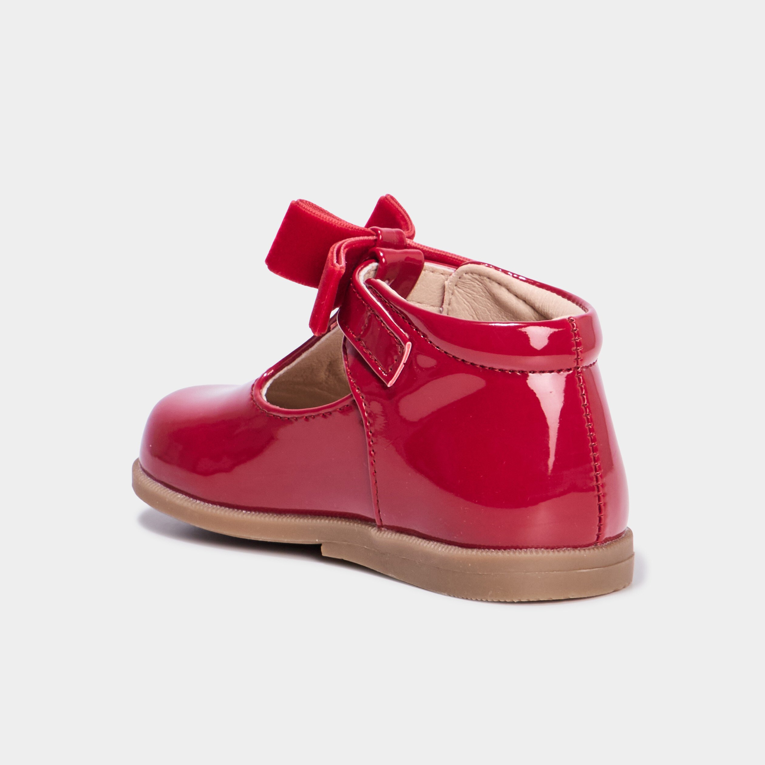 Babies vernies avec noeuds bordeaux bébé fille