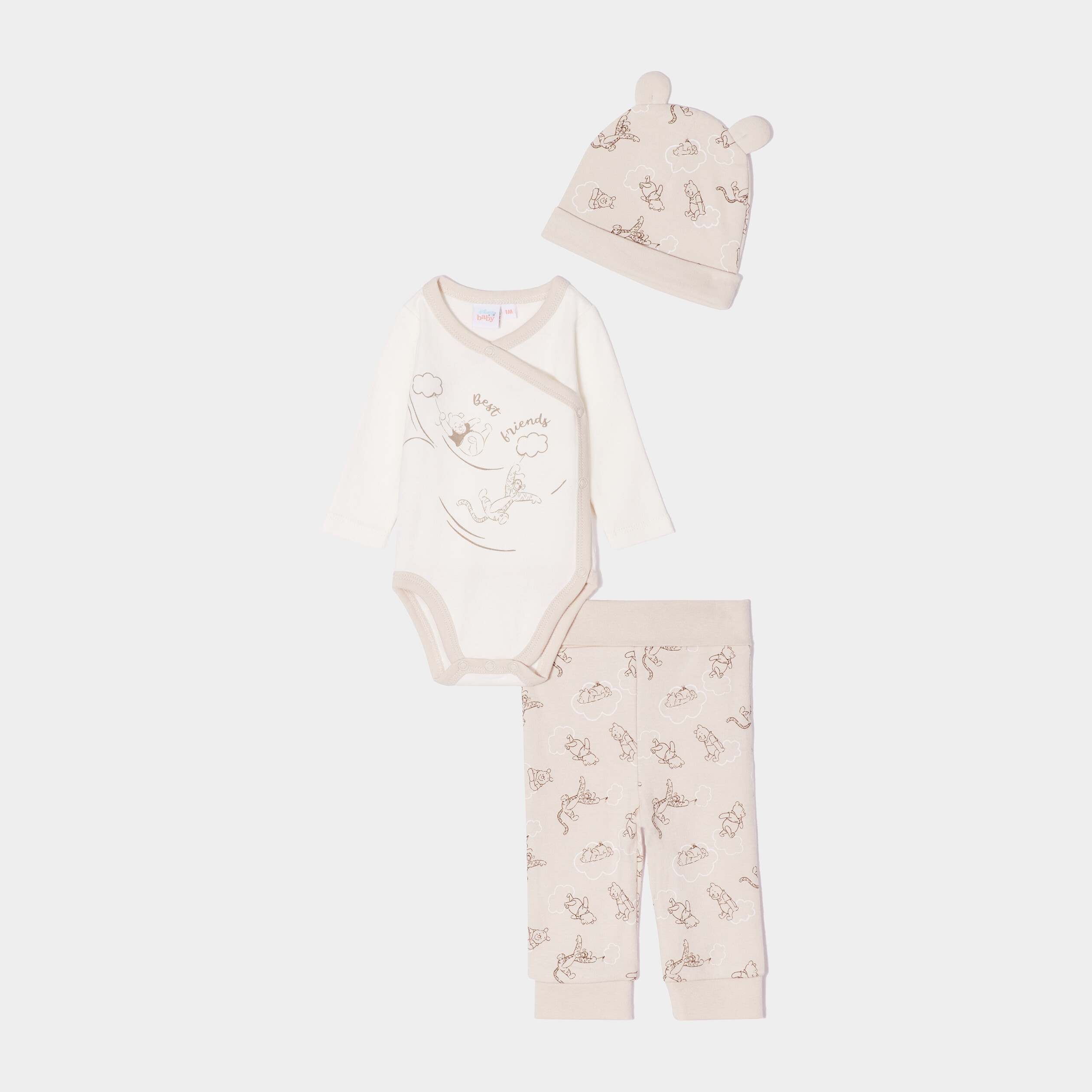 Ensemble 3 pièces Winnie l'ourson blanc bébé garçon