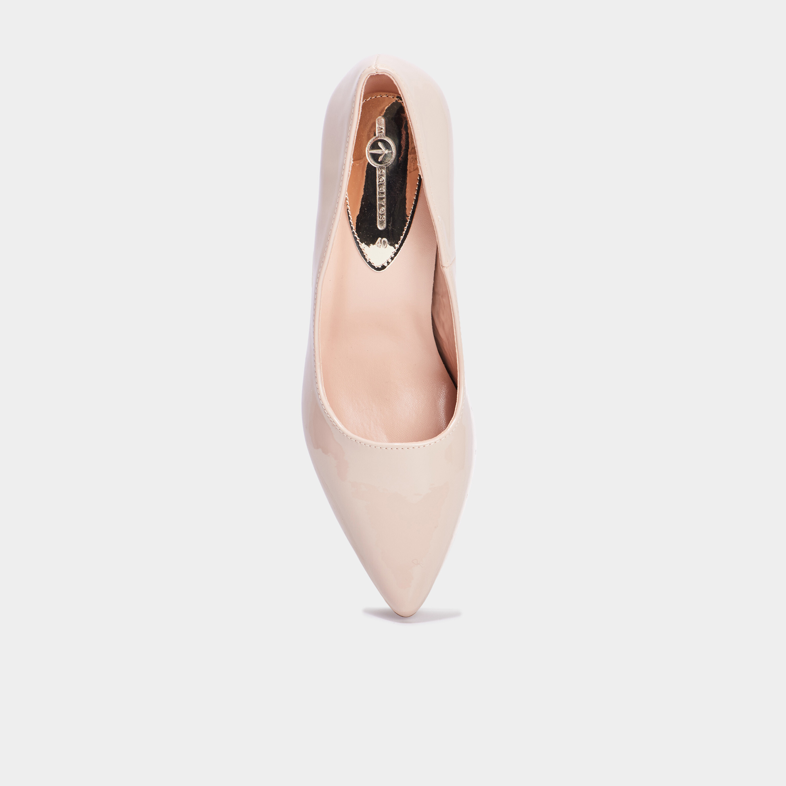 Escarpins vernis &agrave; talons beige femme