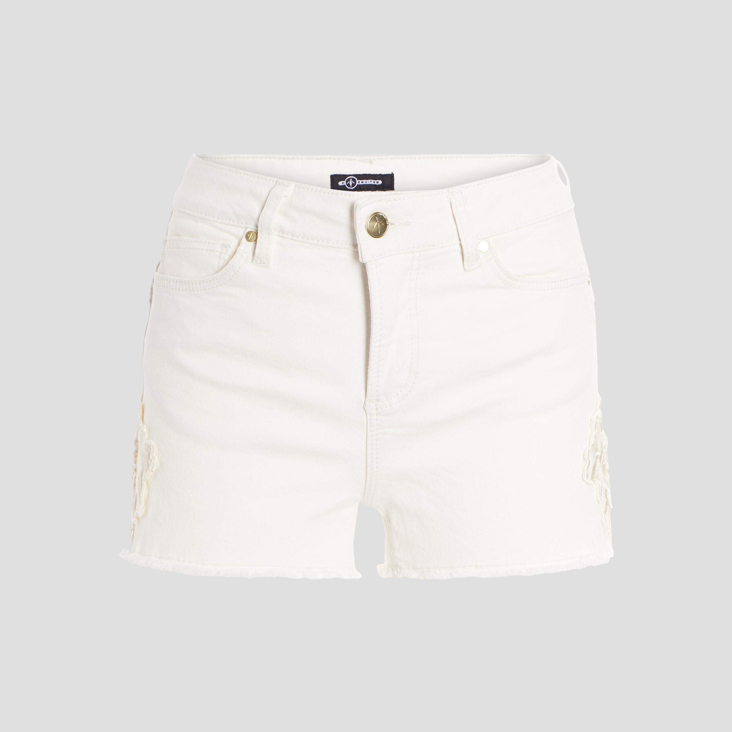 Short slim avec macramé ivoire femme