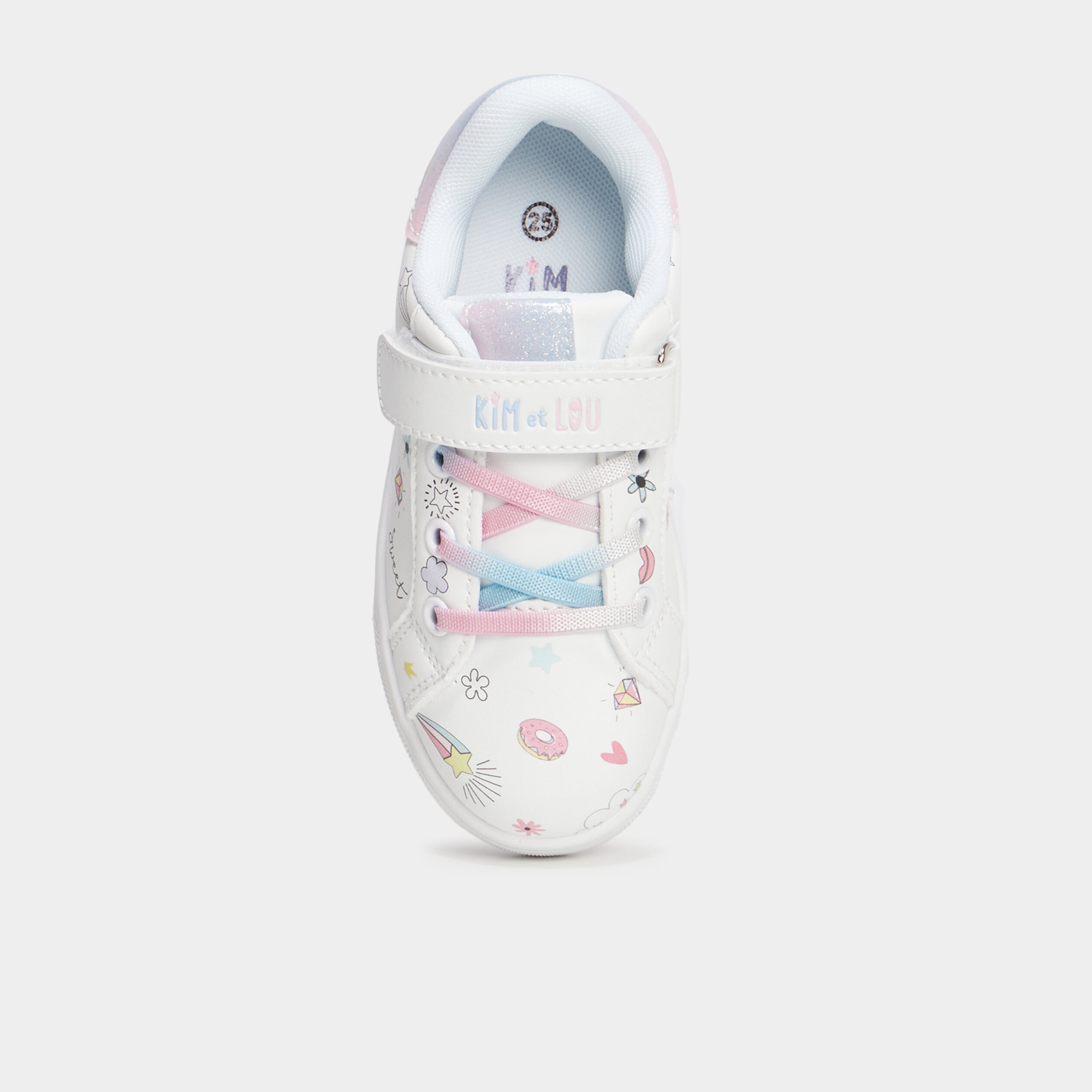 Tennis basses bout renforc&eacute; &agrave; scratchs blanc fille