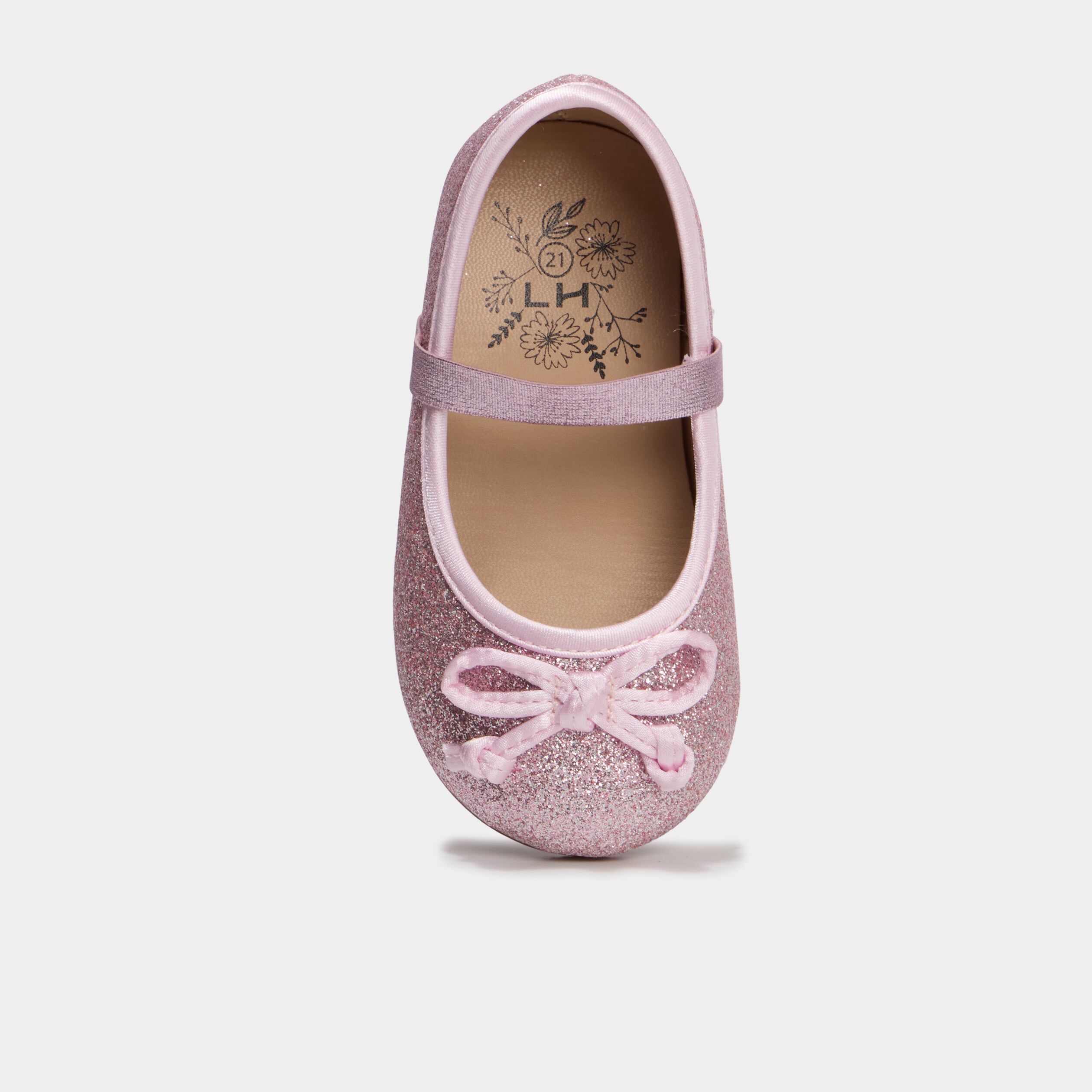 Ballerines &agrave; paillettes et noeuds rose b&eacute;b&eacute; fille