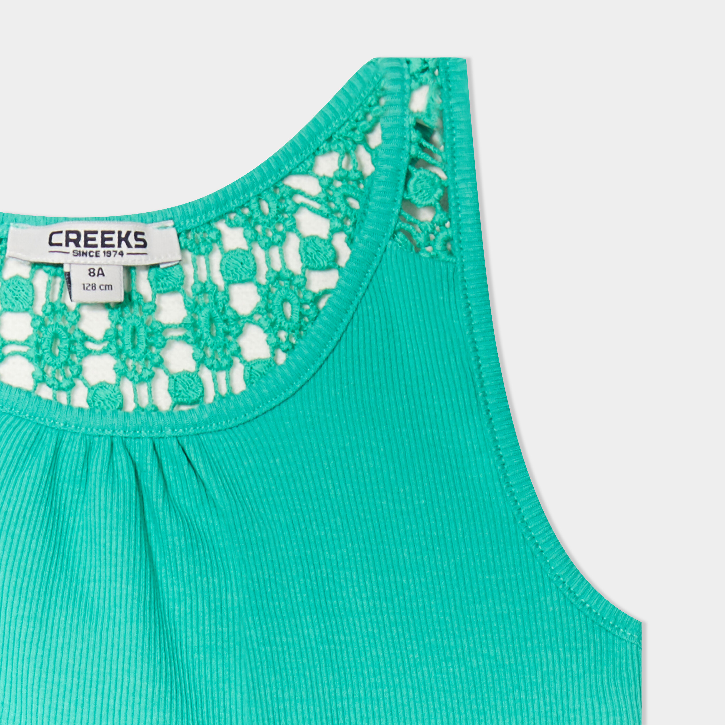 Débardeur côtelé dos macramé Creeks vert menthe fille