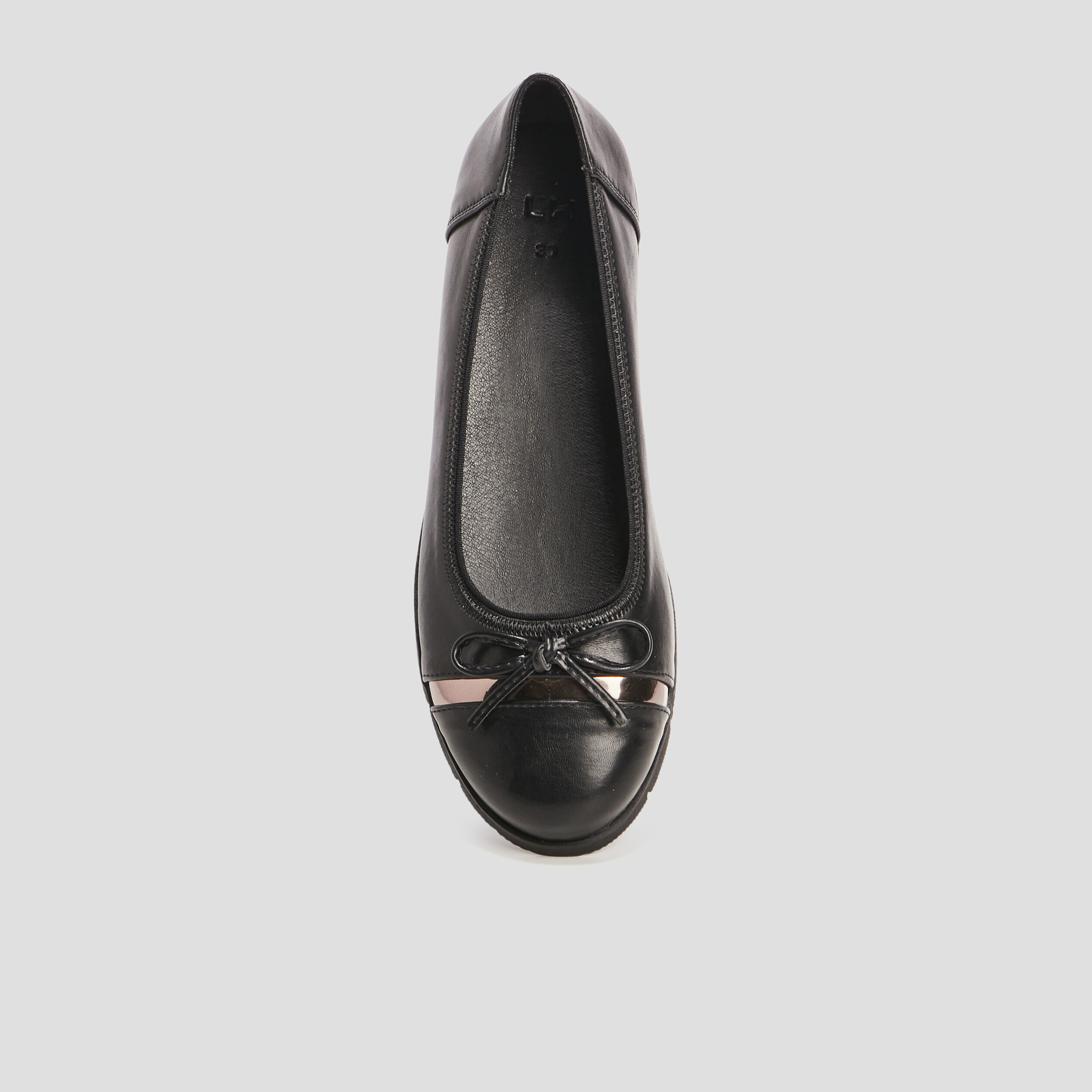 ballerines crantees detail noeud noir femme Ballerines crantées détail noeud noir femme